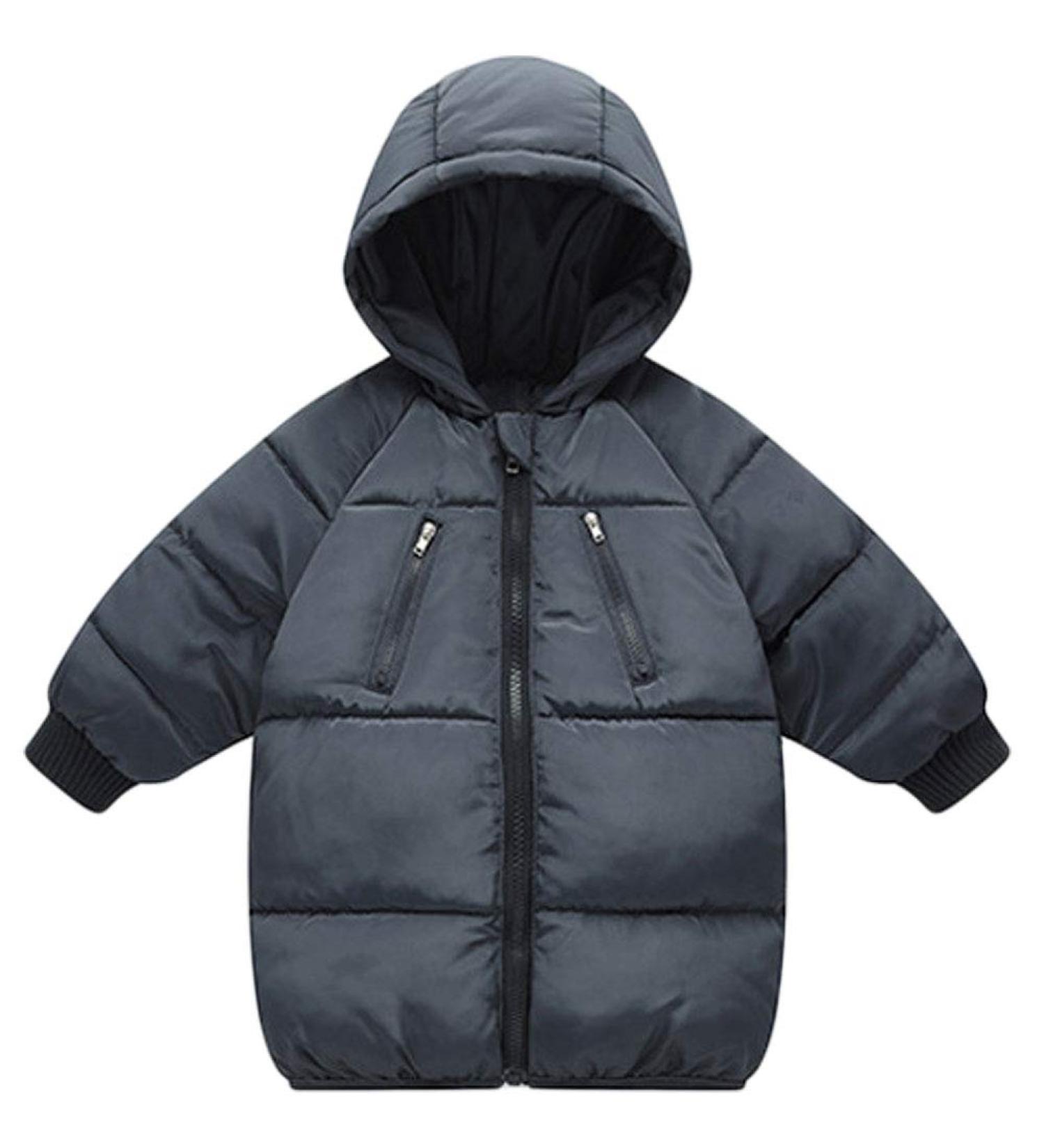 LANBAOSI Kids Winter Long Hooded Puffer Coat - Navy Blue, 5 Years - Buy Online on GoSupps.com