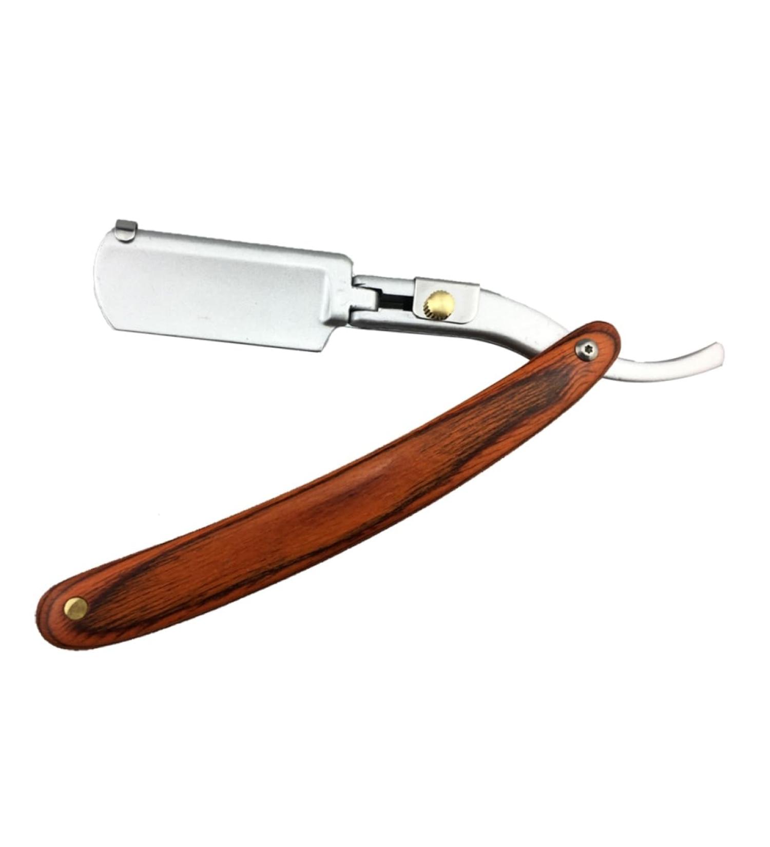 Angoily Manual Razor for Men - Portable Straight Blade Shaving Apparatus | Safe Old-Fashioned Metal & Wooden Design | International Shipping Available - Buy Online on GoSupps.com