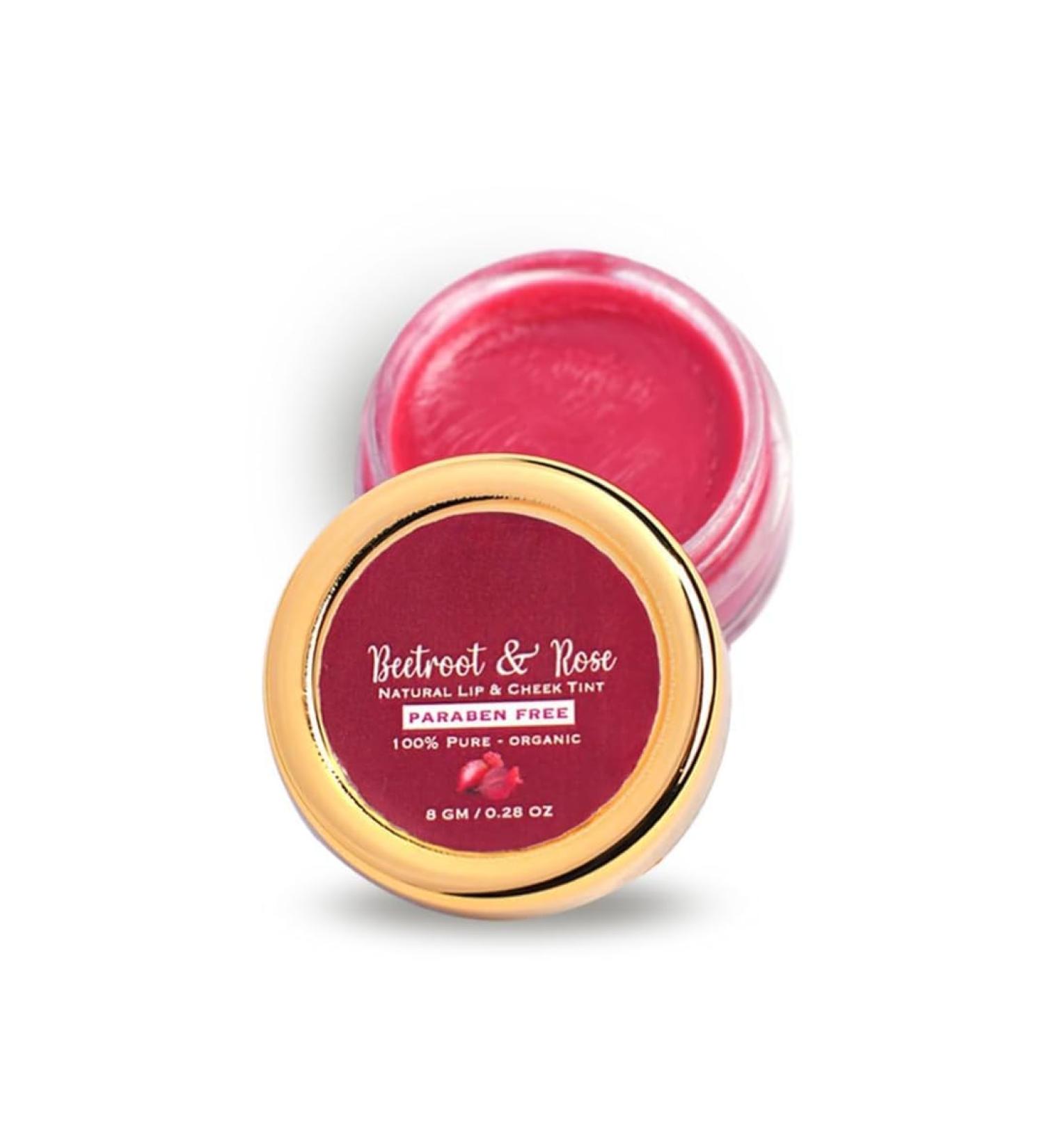 Vishopy Natural Beetroot & Rose Lip & Cheek Tint | 100% Organic & Natural | Lighten dark lips | Hydrated & Nourished lips | UV Protection | Heal Chapped Lips. | Suitable for all types of Lips 8gm - Buy Online on GoSupps.com