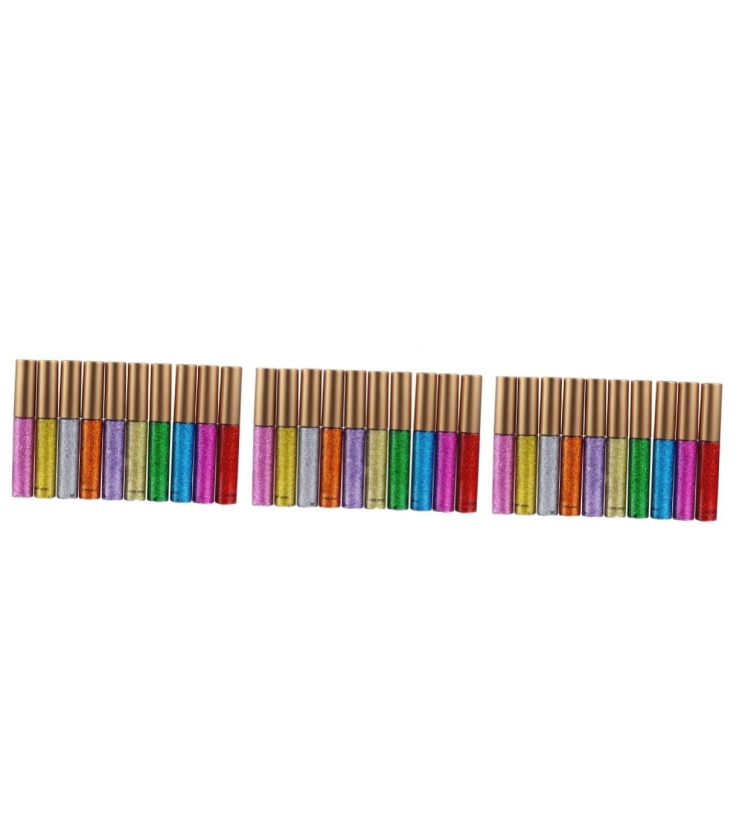 FOMIYES 30 Pcs Liquid Glitter Eyeliner Eye Shadow Pearlescent Metal 1 count (Pack of 1) Assorted Colorx3pcs - Buy Online on GoSupps.com