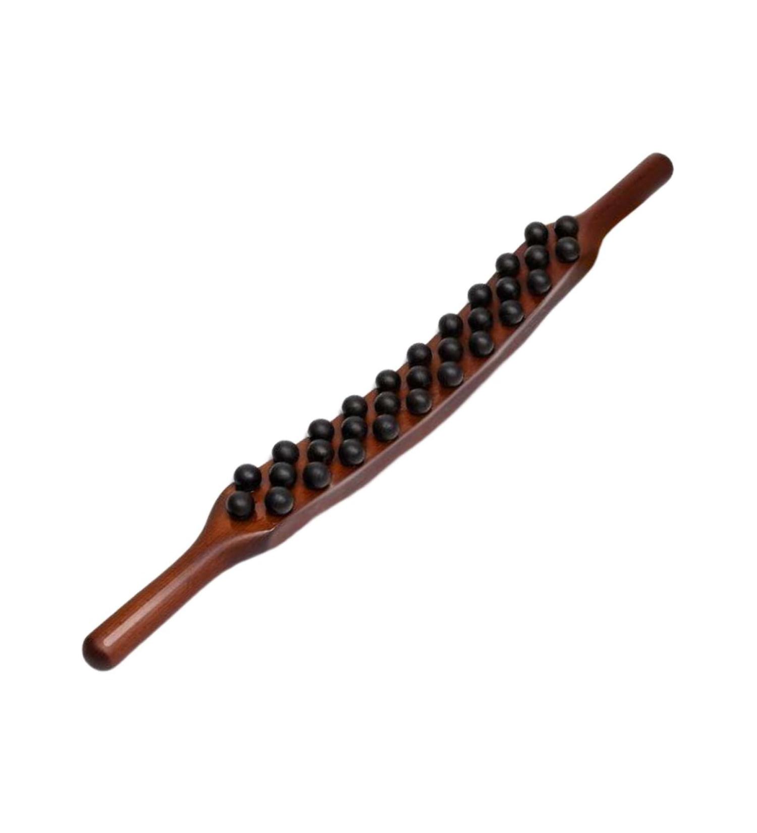 Massage Wood Pen - 3 Rows 31 Pearl Point Treatment Tool for Body Muscle Relaxation - Premium Wooden Massage Stick - Buy Online on GoSupps.com