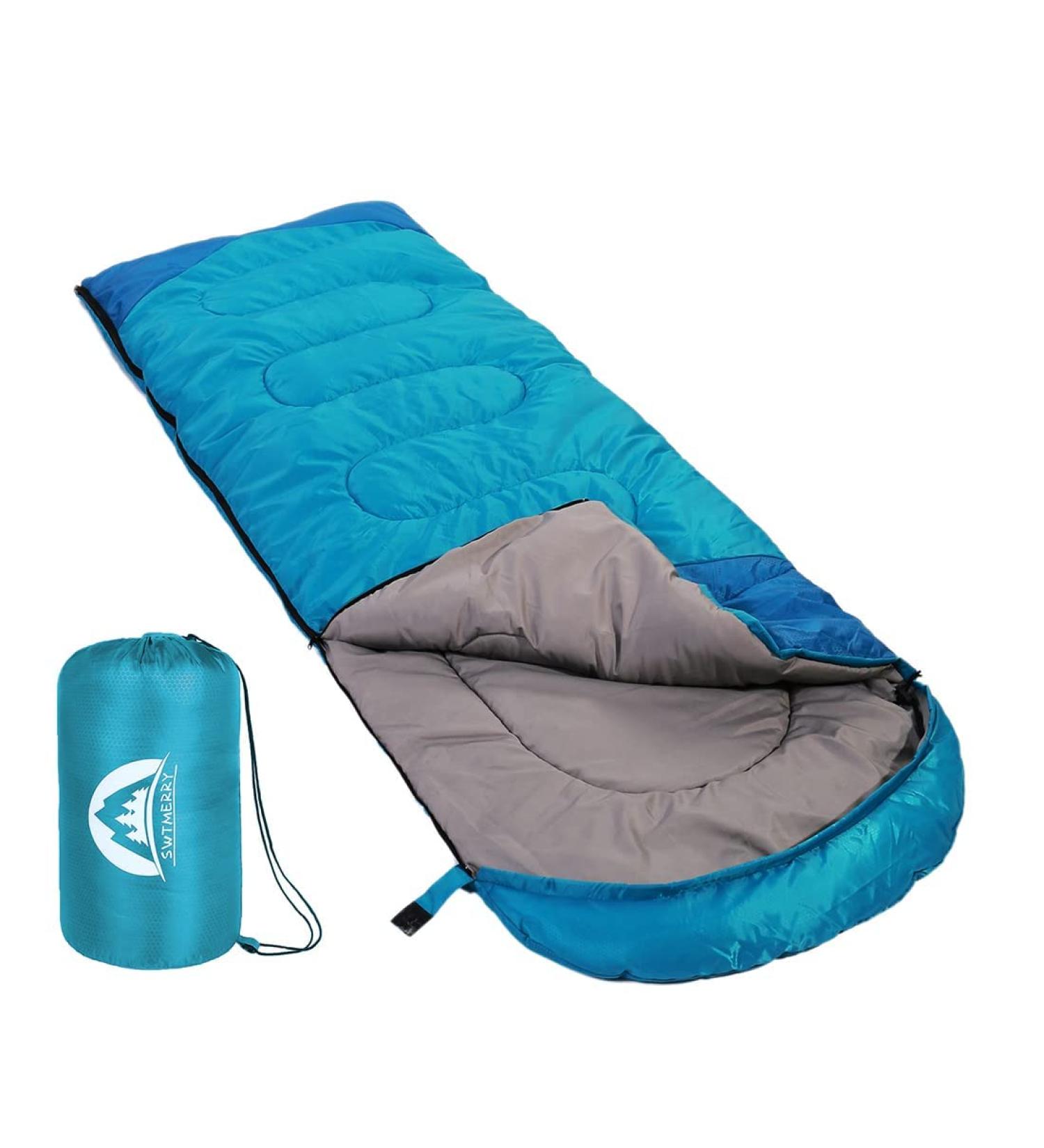 Sleeping Bag 3 Seasons (Summer  Spring  Fall) Warm & Cool Weather - Lightweight Waterproof Indoor & Outdoor Use for Kids  Teens & Adults for Hiking and Camping Blue Single - Buy Online on GoSupps.com