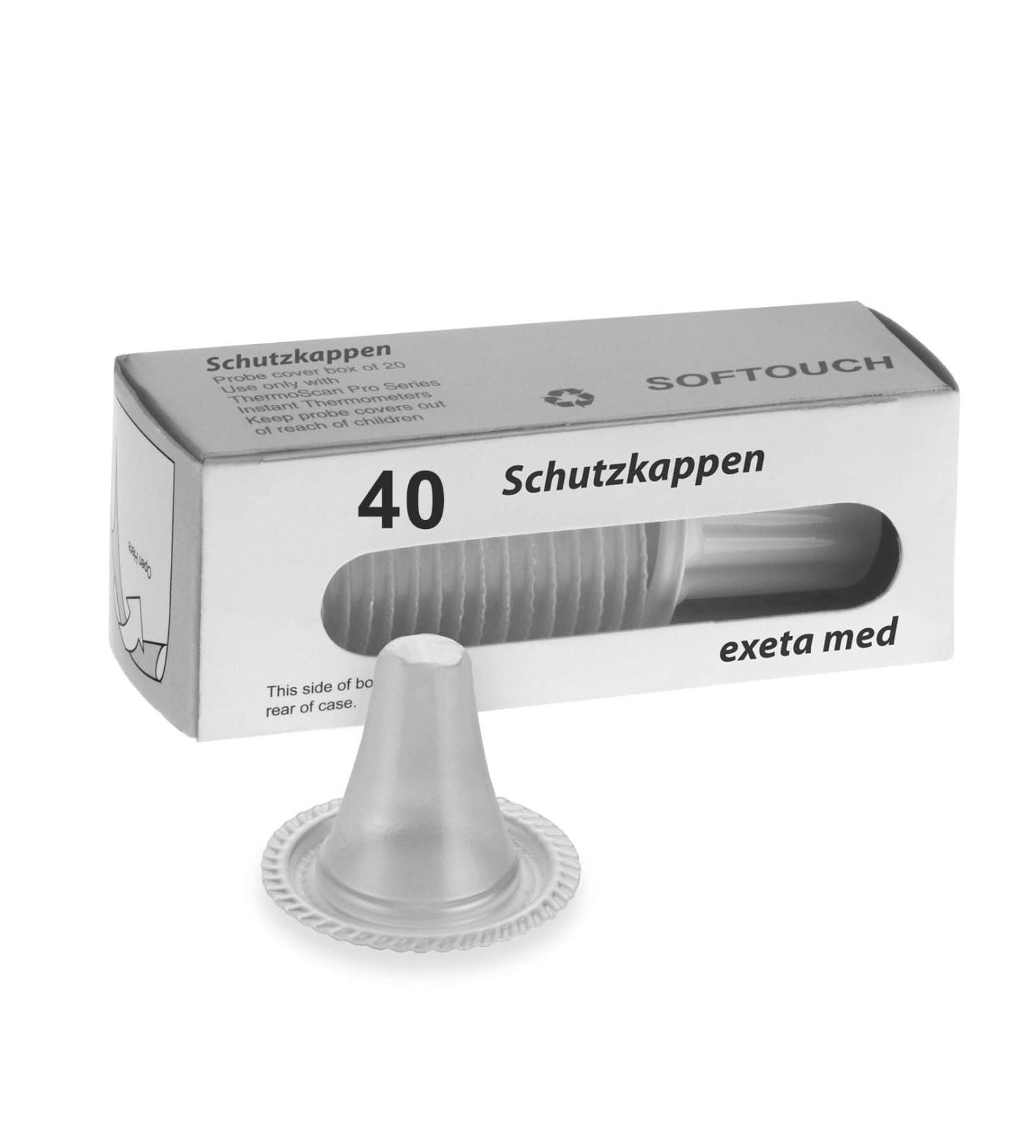 Exeta BPA-Free Protective Caps for Thermoscan - 40 Thin Membrane Covers for Adults & Children - Drumproof Fever Thermometer Attachments - Buy Online on GoSupps.com