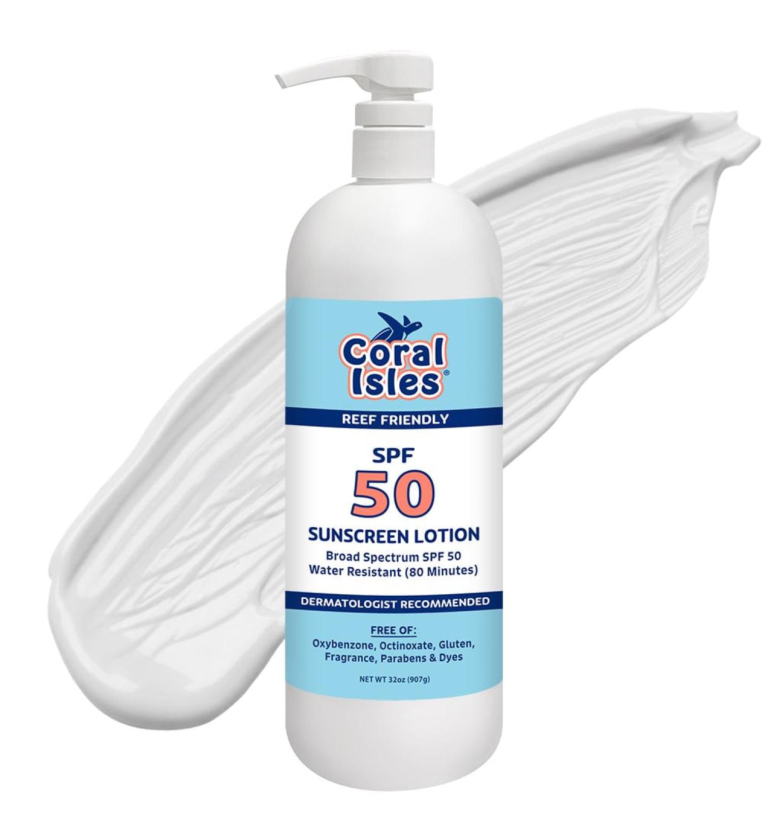 Coral Isles by Rocky Mountain Sunscreen | SPF 50 Lotion | Broad Spectrum UVA/UVB Protection | Hawaii Reef-Safe Act Compliant | Oxybenzone & Octinoxate Free | Water Resistant 80 Min. | 32 Fl Oz SPF 50 Lotion 32 Fl Oz (Pack o  - Buy Online on GoSupps.com