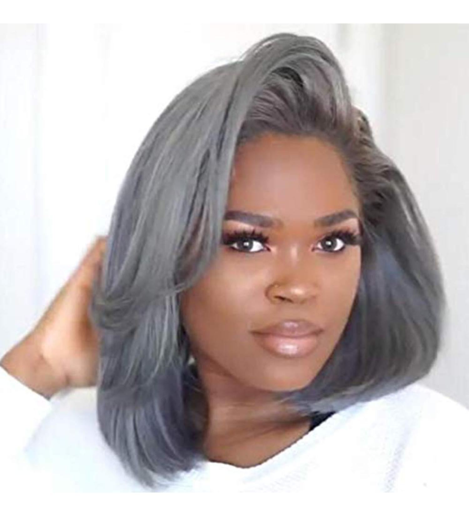 Divine Short Bob Grey Wig for Black Women | Synthetic Pixie Cut Heat Resistant Fashion Wigs | Gray Bob with Side Part Hairstyle - Buy Online on GoSupps.com