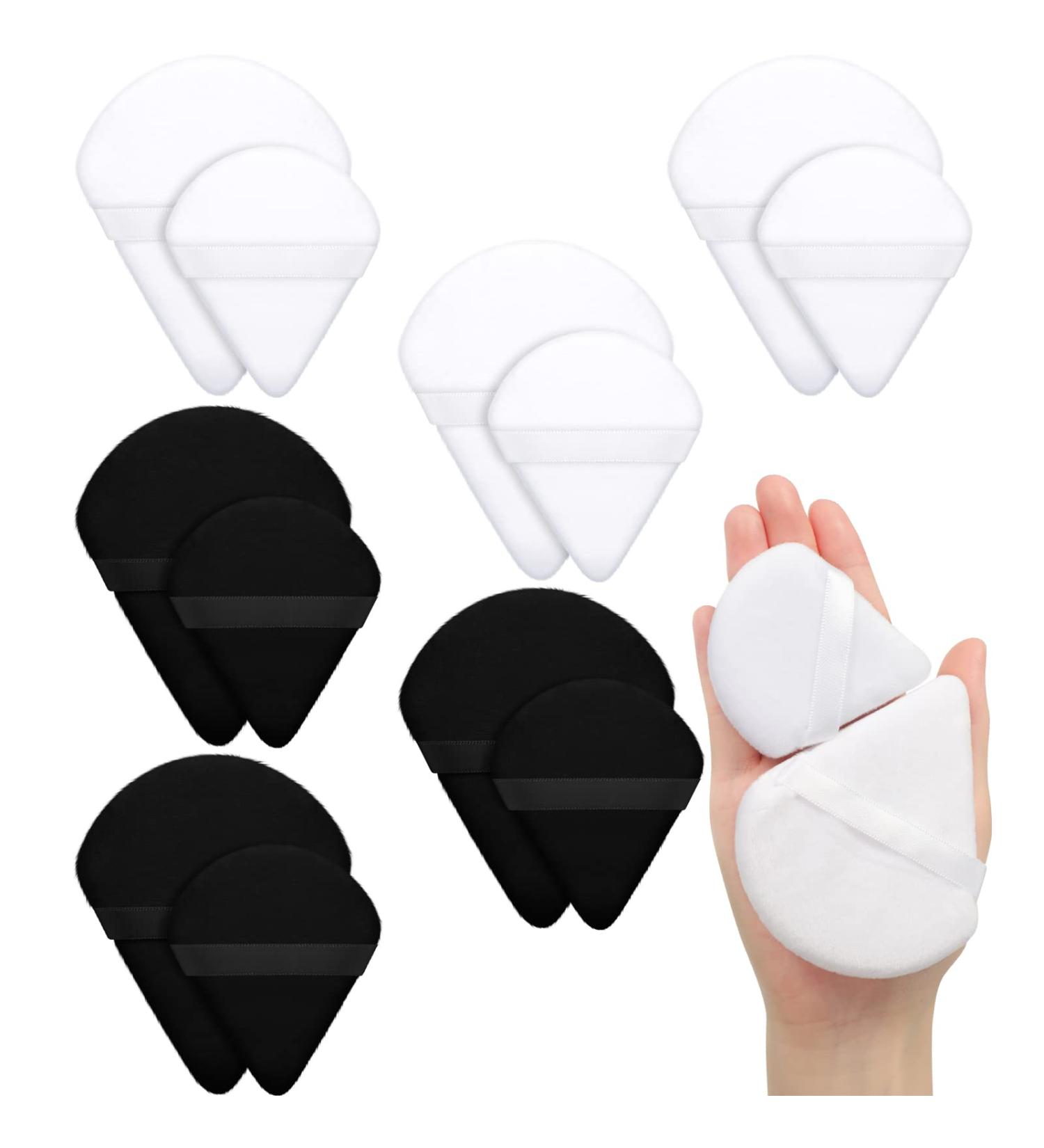 12-Piece Triangle Powder Puff Set for Flawless Makeup Application - Washable & Reusable Foundation Sponges in Black & White (Large & Small) - Buy Online on GoSupps.com