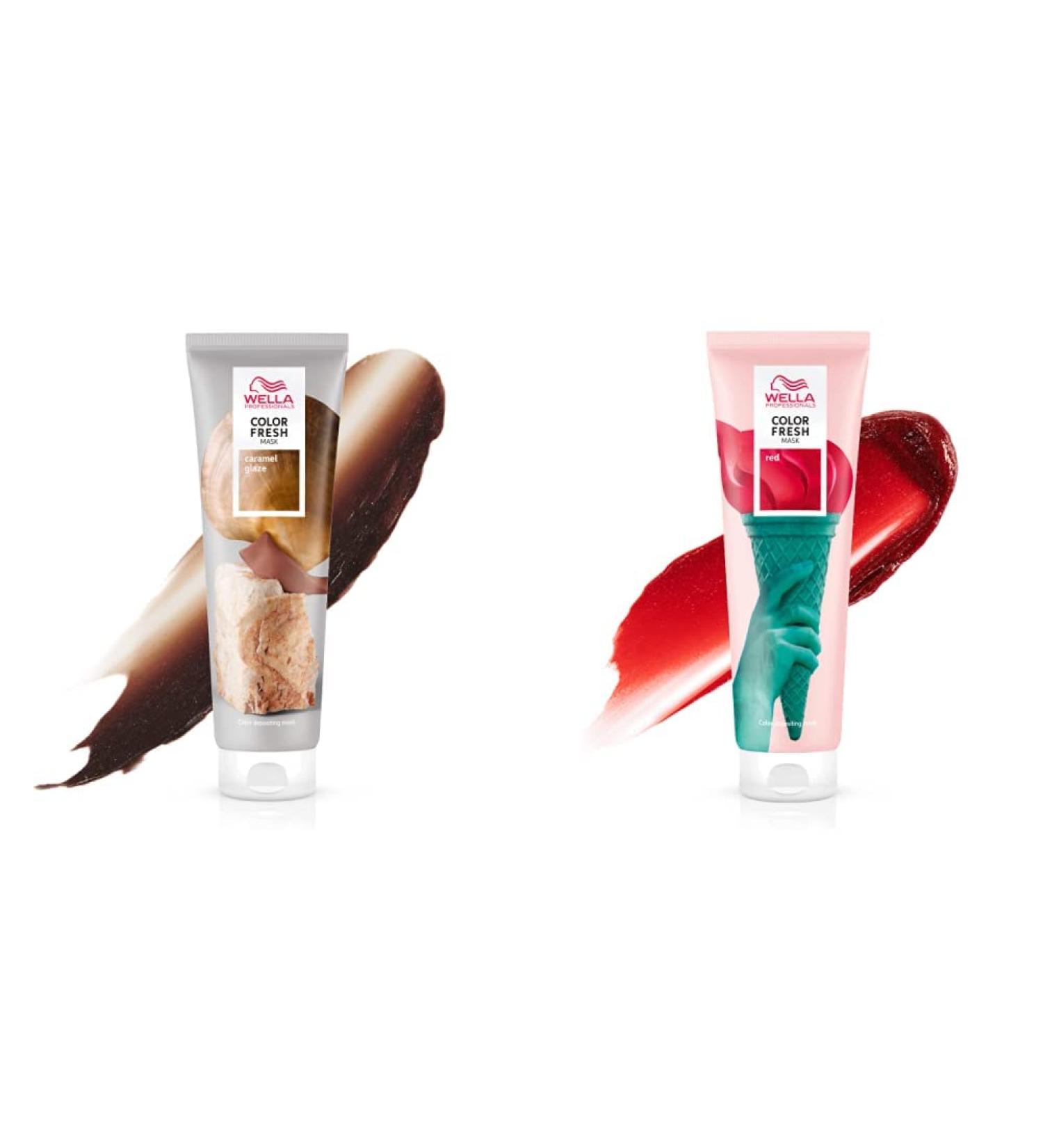 Wella Professionals Color Fresh Mask - Revitalize Hair Color & Nourish with Caramel Glaze & Red - 150ml Set for All Hair Types - Buy Online on GoSupps.com