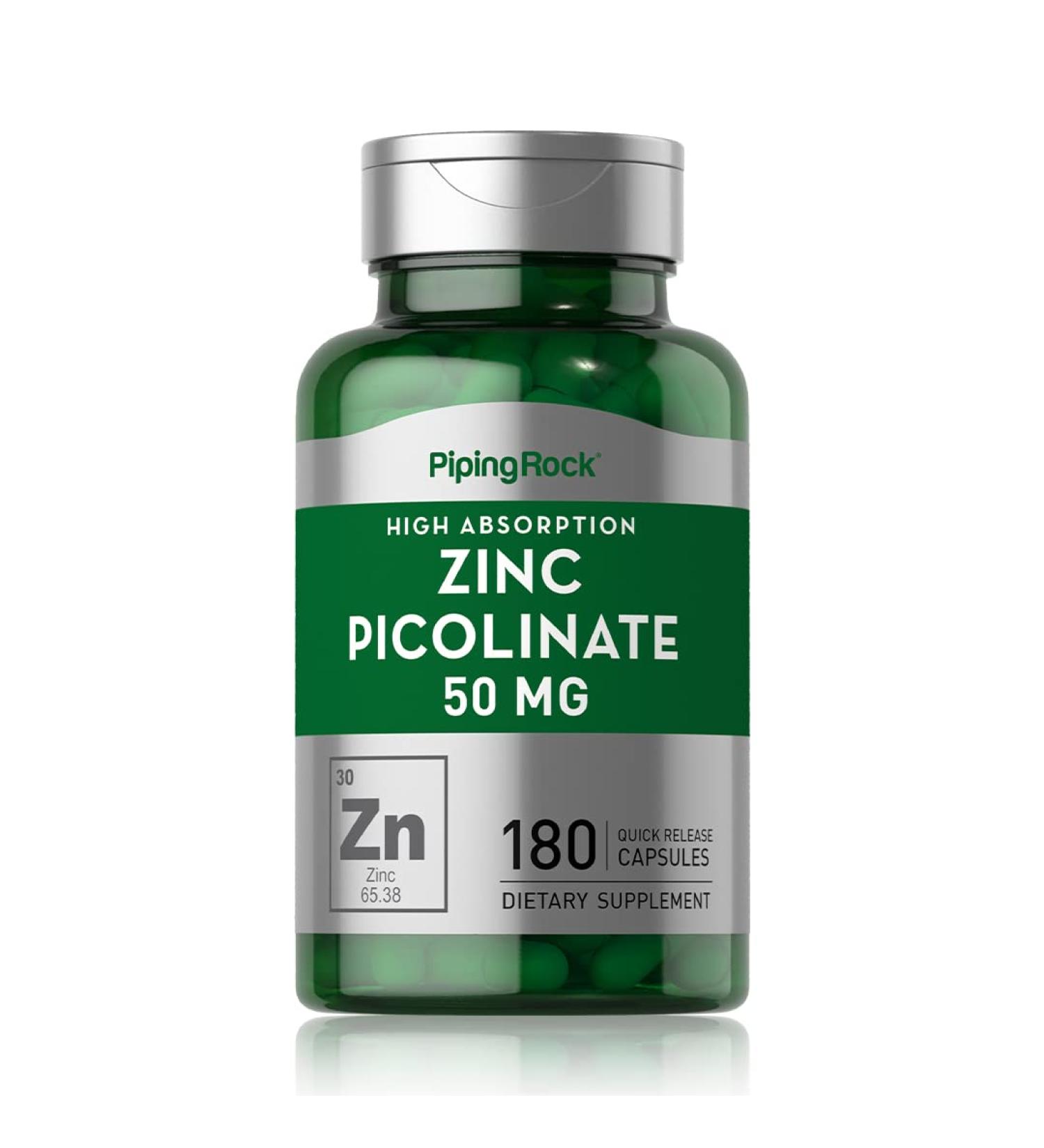 Zinc Picolinate 50mg | 180 Capsules | High Absorption | Non-GMO & Gluten Free - Buy Online on GoSupps.com