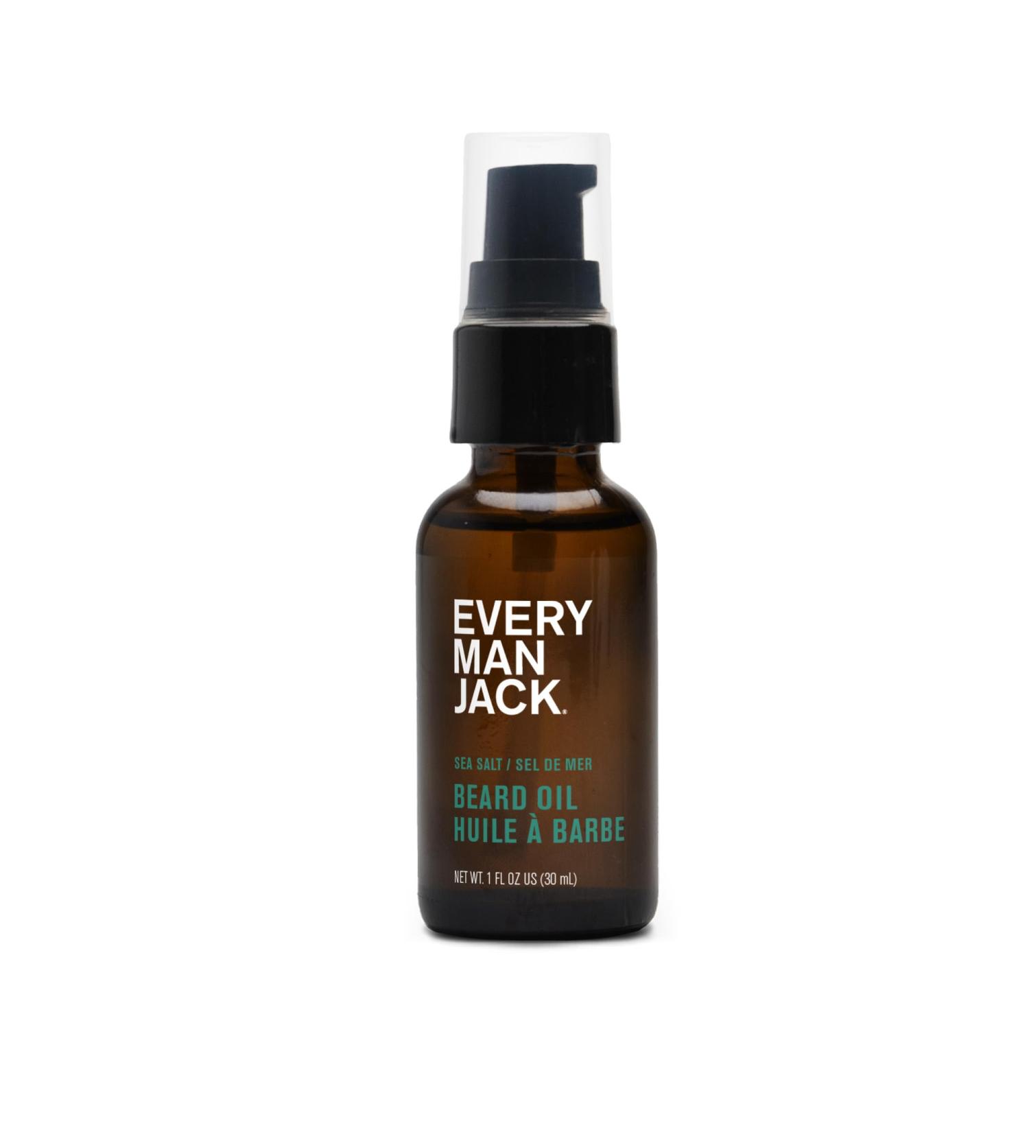 Every Man Jack Beard Oil for Men - Subtle Sea Salt Scent - Moisturizes Softens & Adds Shine - Natural Ingredients with Shea Butter & Coconut Oil - 1oz - Buy Online on GoSupps.com