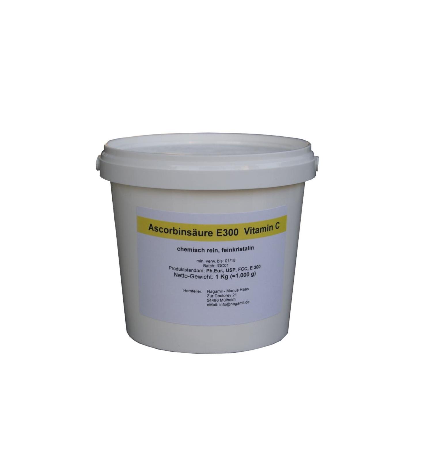 Seau de 1 kg d'acide L-ascorbique - Vitamine C - Qualit alimentaire E300 - Cristal fin
