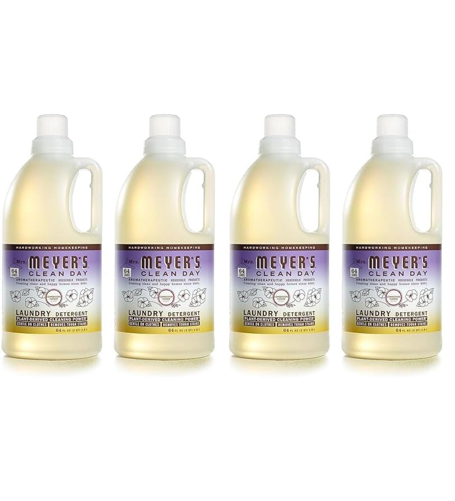 MRS. MEYER'S CLEAN DAY Biodegradable Liquid Laundry Detergent - Compassion Flower 64 oz (Pack of 4) | 128 Loads | Eco-Friendly & Essential Oil Infused - Buy Online on GoSupps.com