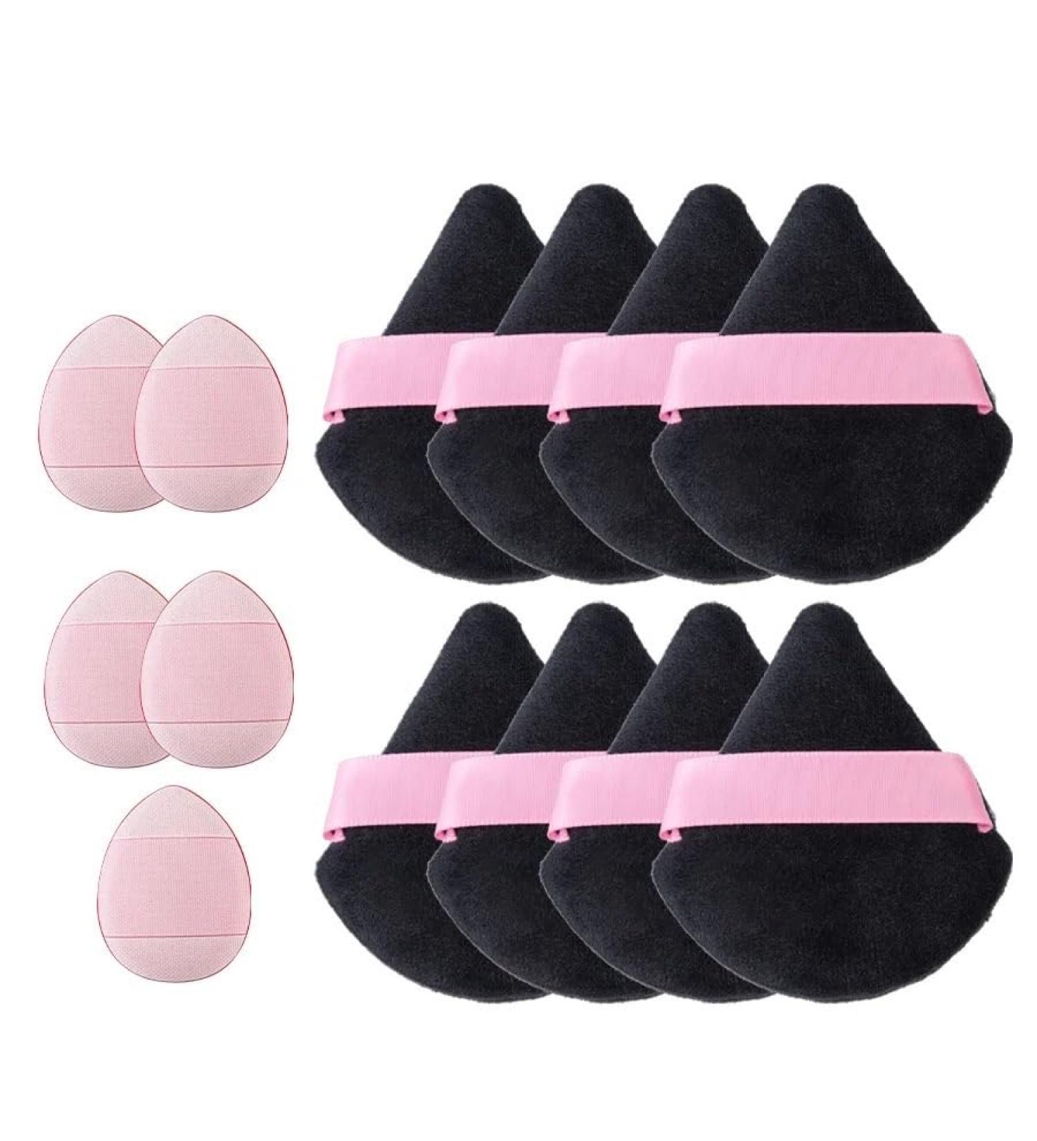 13 powder with black triangle pink finger powder puff set for everyday use makeup setting SHE103-13black - Buy Online on GoSupps.com