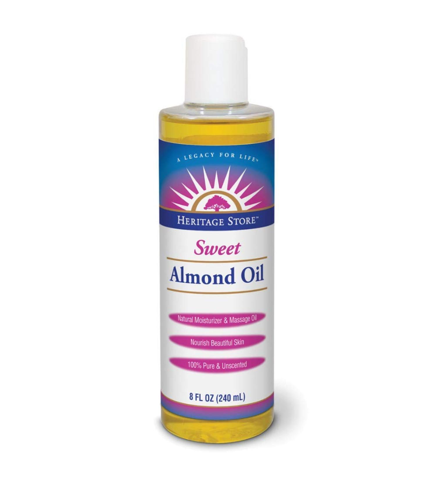 HERITAGE STORE Sweet Almond Oil with Vitamin E Unscented (Btl-Plastic) | 8oz
