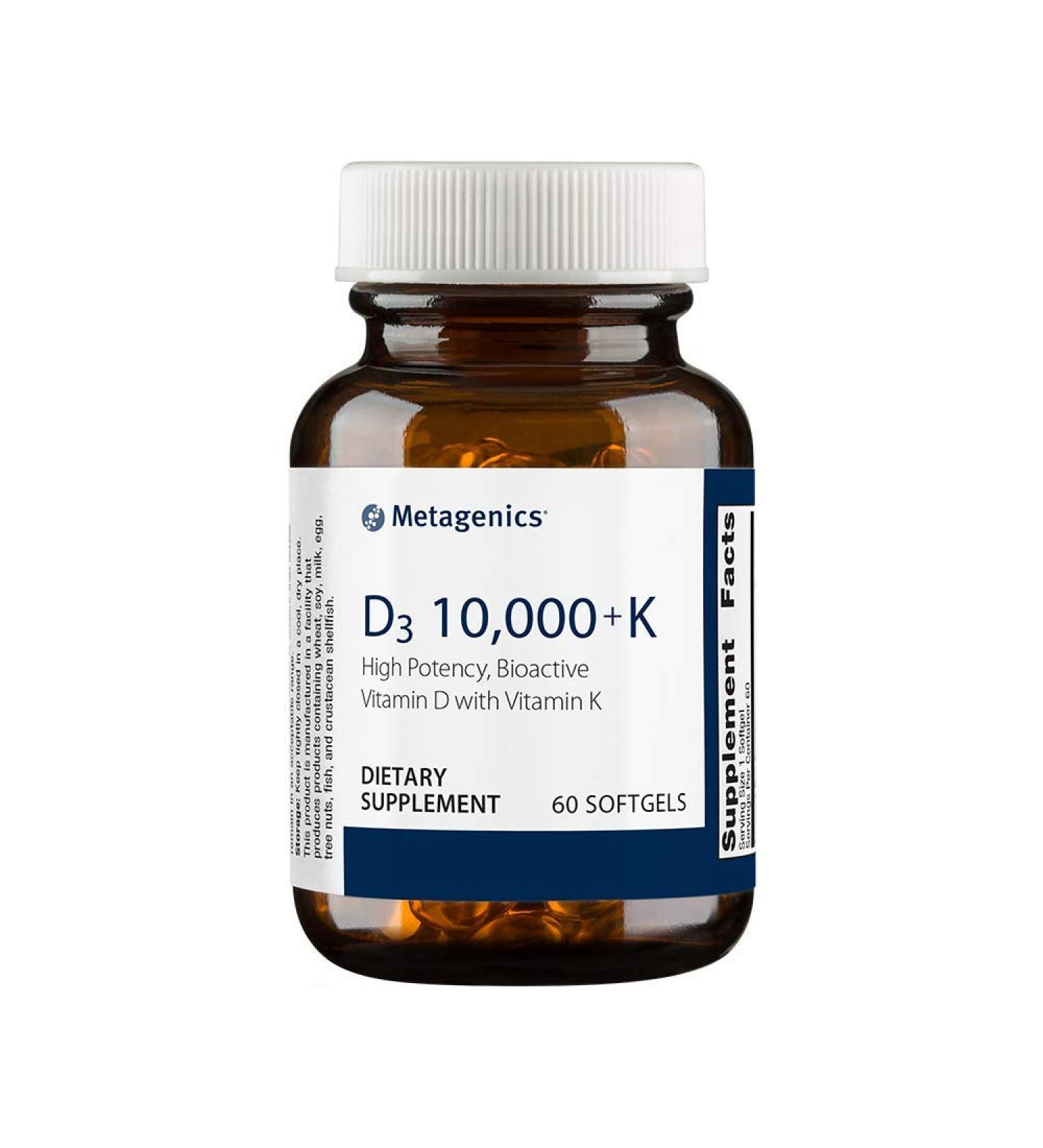 Metagenics Vitamin D3 10,000 IU with Vitamin K2 - Bone, Heart, and Immune Support - 60ct - Buy Online on GoSupps.com