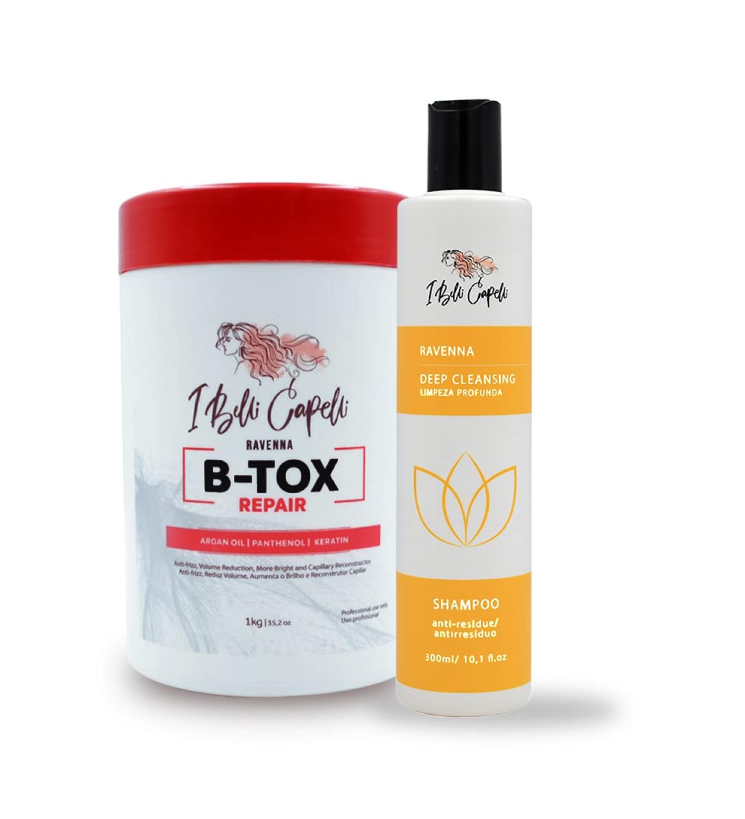 I Belli Capelli Kit Ravenna Btox Mask Repair 1kg/35.02 oz+ Anti-Residue Shampoo 300ml/10.1 fl.oz - Buy Online on GoSupps.com
