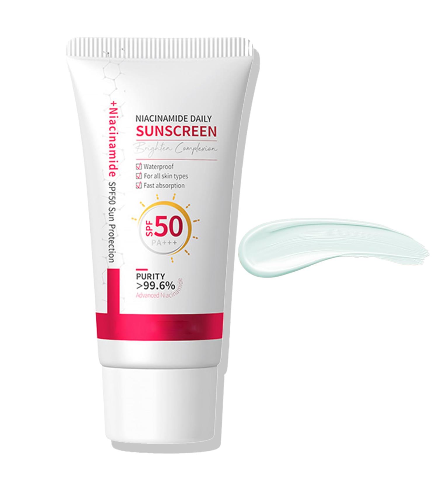 Niacinamide Sunscreen for Face SPF 50 - Facial Sunscreen SPF 50 - Face Sunscreen Water Resistant&Long-Lasting - Niacinamide Daily Sunscreen No White Cast & Hydrating - Sun Screen for All Skin Types - Buy Online on GoSupps.com