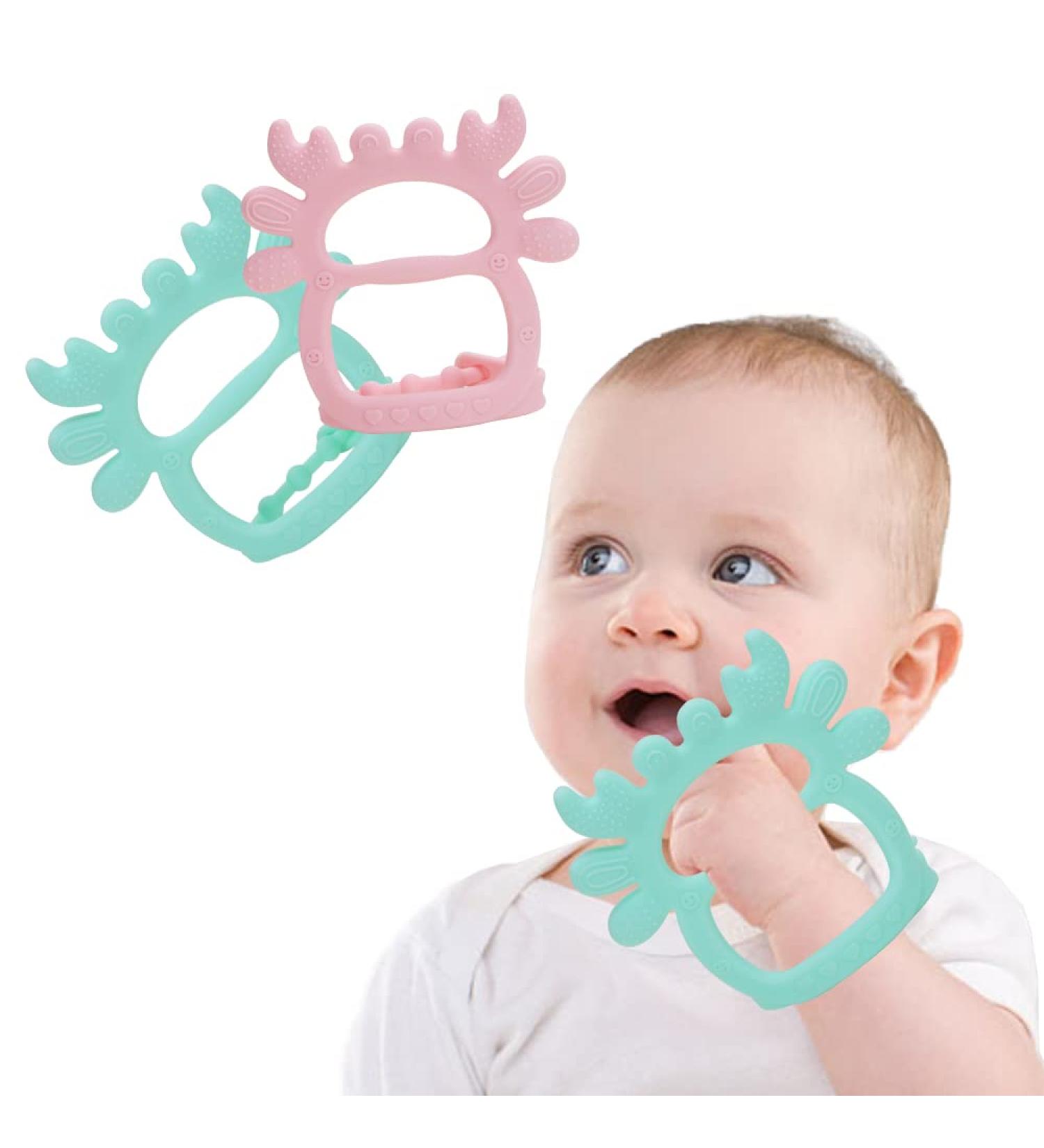 Baby Teething Toys (2 Pack) - Adjustable Wristband Natural Teethers for Infants - Silicone BPA Free - Crab Design - Buy Online on GoSupps.com