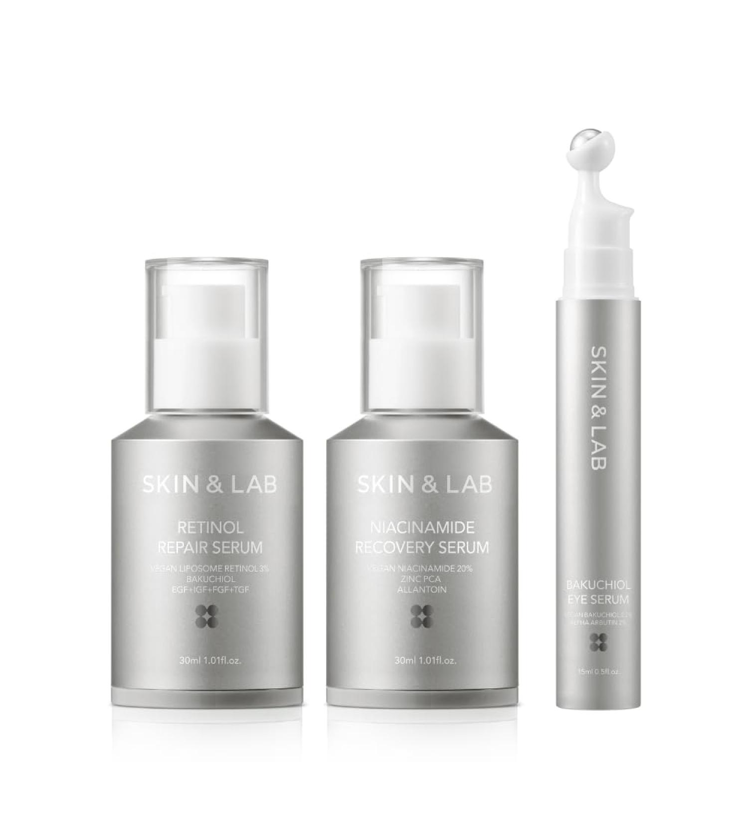  SKIN&LAB Vegan Wrinkle Care Set: Includes Retinol Repair, Bakuchiol Eye and Niacinamide Recovery Serum - Buy Online on GoSupps.com