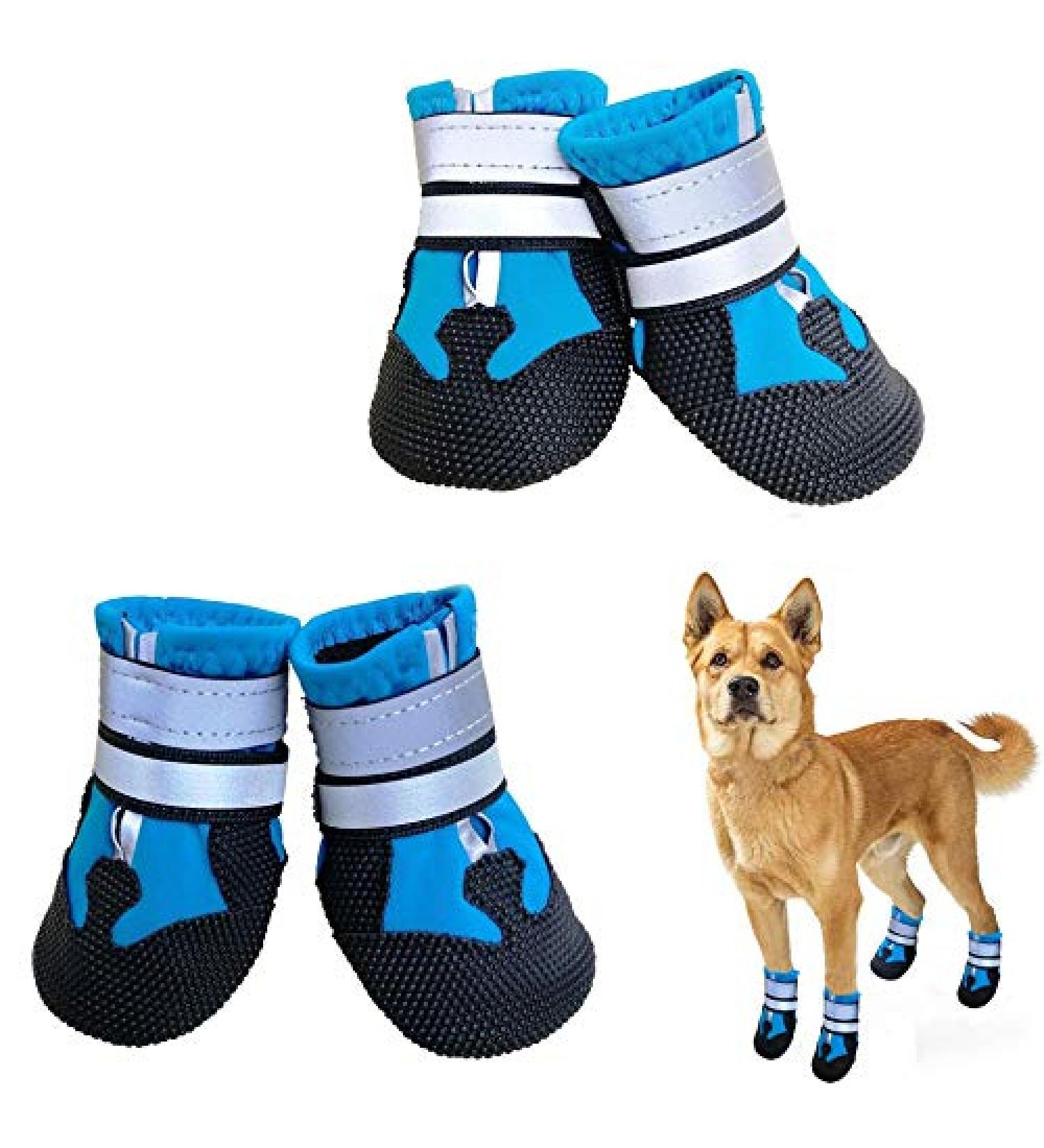 Neuwee Dog Shoes - Waterproof Anti-Slip Boots with Reflective Straps | Paw Protection for Small Medium & Large Dogs (M Blue) | 4-Set Rain Shoes - Buy Online on GoSupps.com