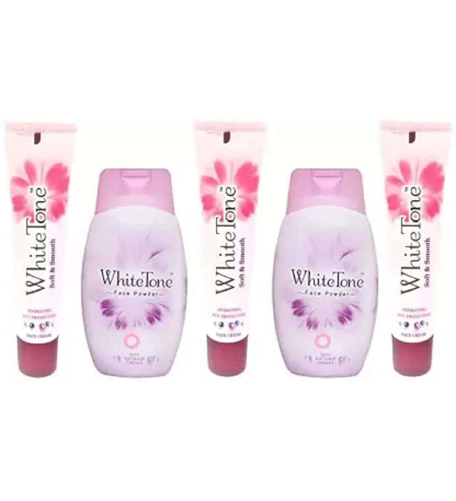 White Tone Face Powder 70g X 2 & Soft and Smooth Face Cream 25g X 3 (5 Items in the set)