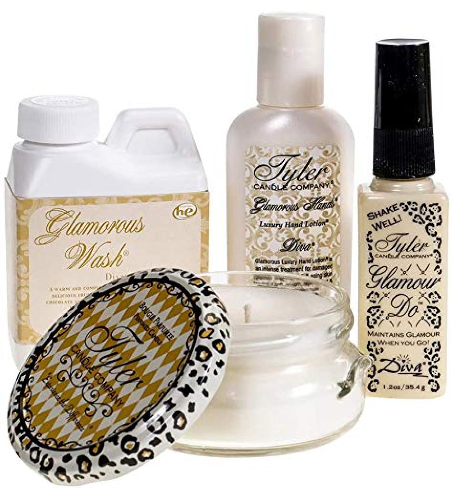Tyler Candle - Diva - Glamorous Suite IV - 4oz wash 3oz Candle 2oz Hand Lotion 1.2oz Glamour do (2 Set)