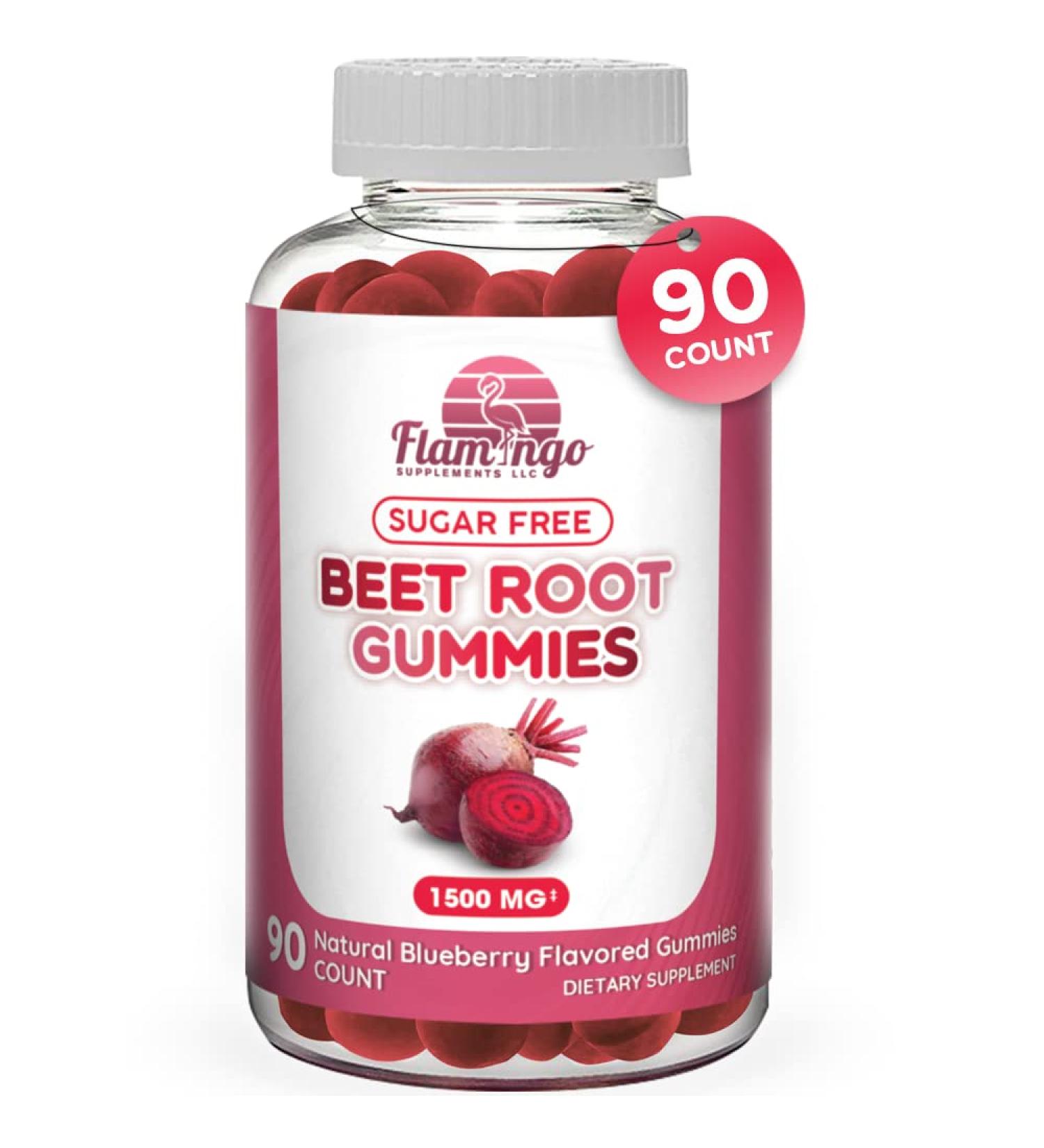 Buy Sugar Free Beet Root Gummies - 1500 mg Nitric Oxide Booster for Energy & Performance - 90 Chewable Beets for Blood Flow & Circulation - Buy Online on GoSupps.com