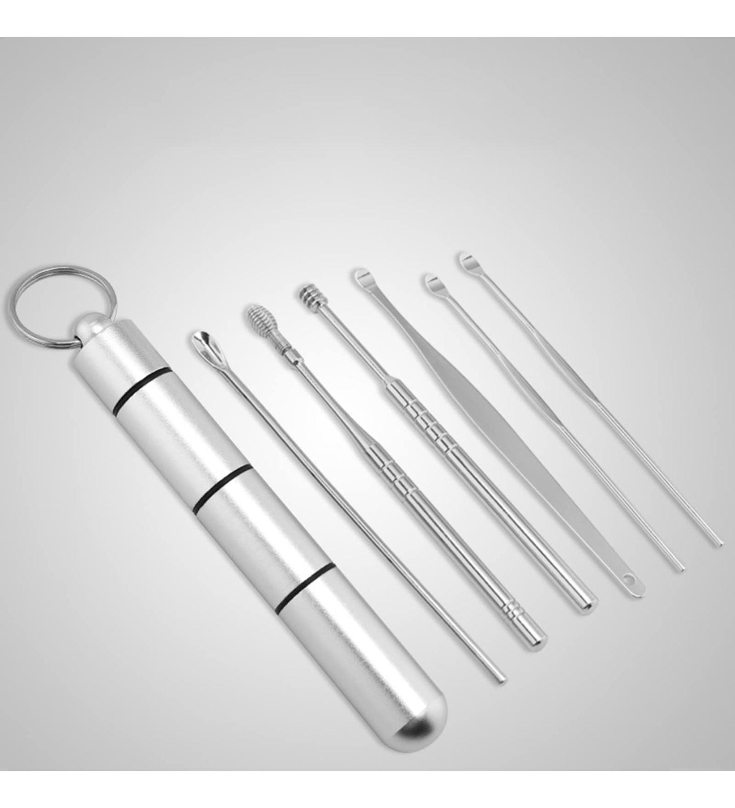 Stainless Steel Earwax Removal Kit - 6pcs Ear Pick & Curette Set with Storage Bin - Buy Online on GoSupps.com