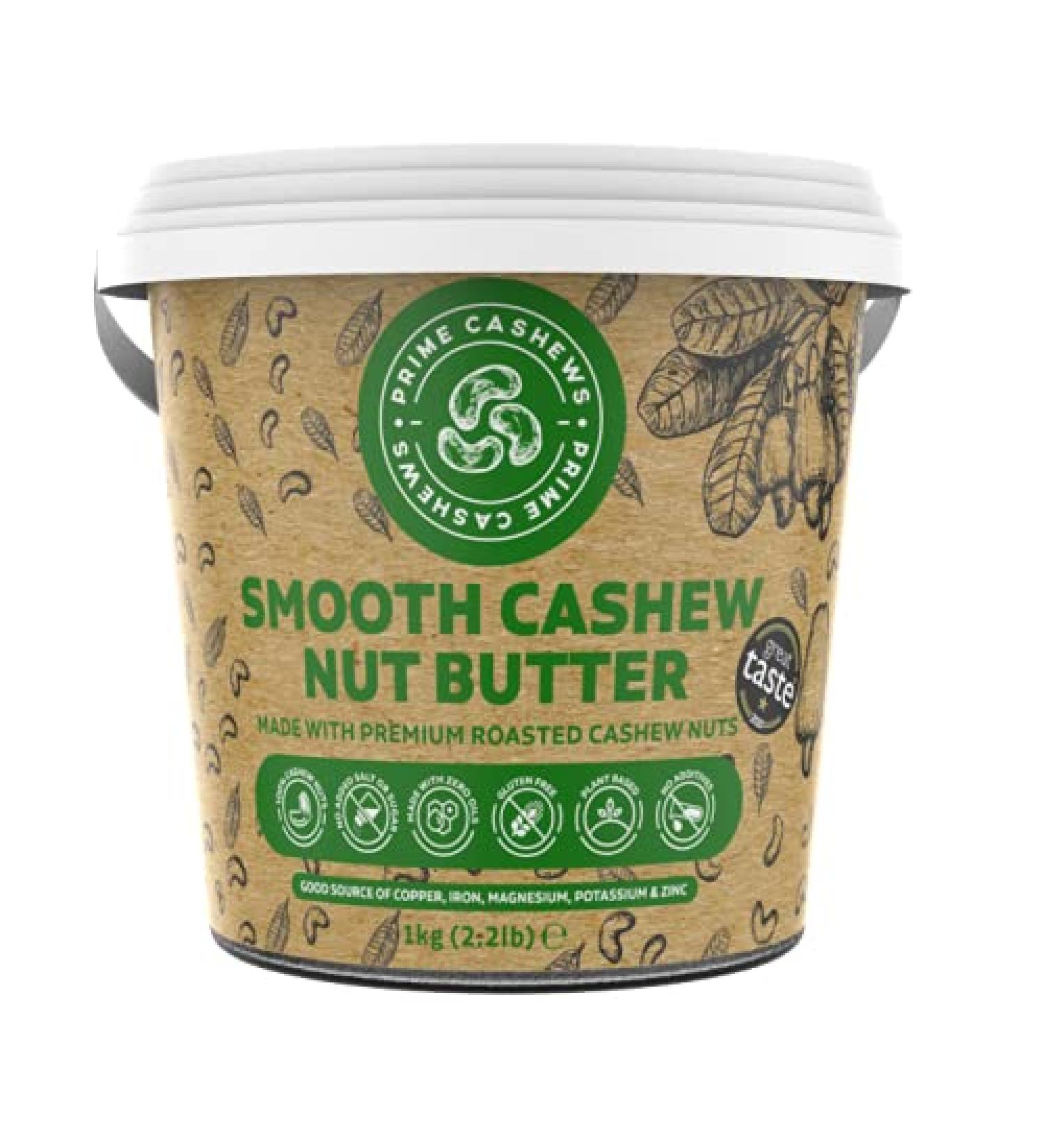 Prime Earth - Smooth Cashew Nut Butter - 1kg - Award Winning - Made With Premium Cashew Nuts - Free From Oil Salt & Sugar - Vegan Keto & Paleo Friendly - Produced in Small Batches - Made in the UK - Buy Online on GoSupps.com