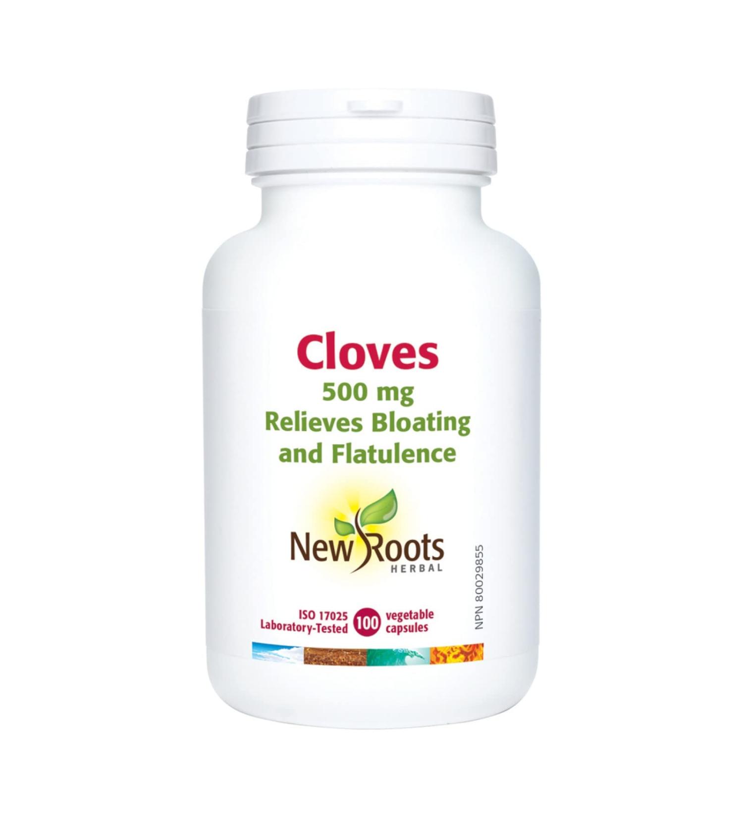 New Roots Herbal - Cloves - 500mg - 100 Capsules - Clove Capsules - Tooth Pain Relief for Adults - Bloating Relief and Indigestion Relief - Intestinal Parasite Cleanse - Toothache Pain Relief Adult - Buy Online on GoSupps.com
