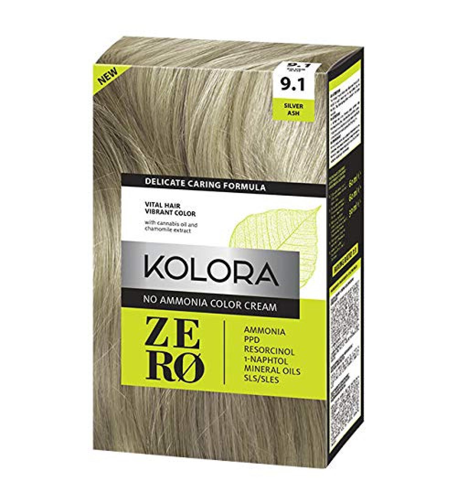 KOLORA ZERO 9.1 SILVER ASH AMMONIA HAIR DYE