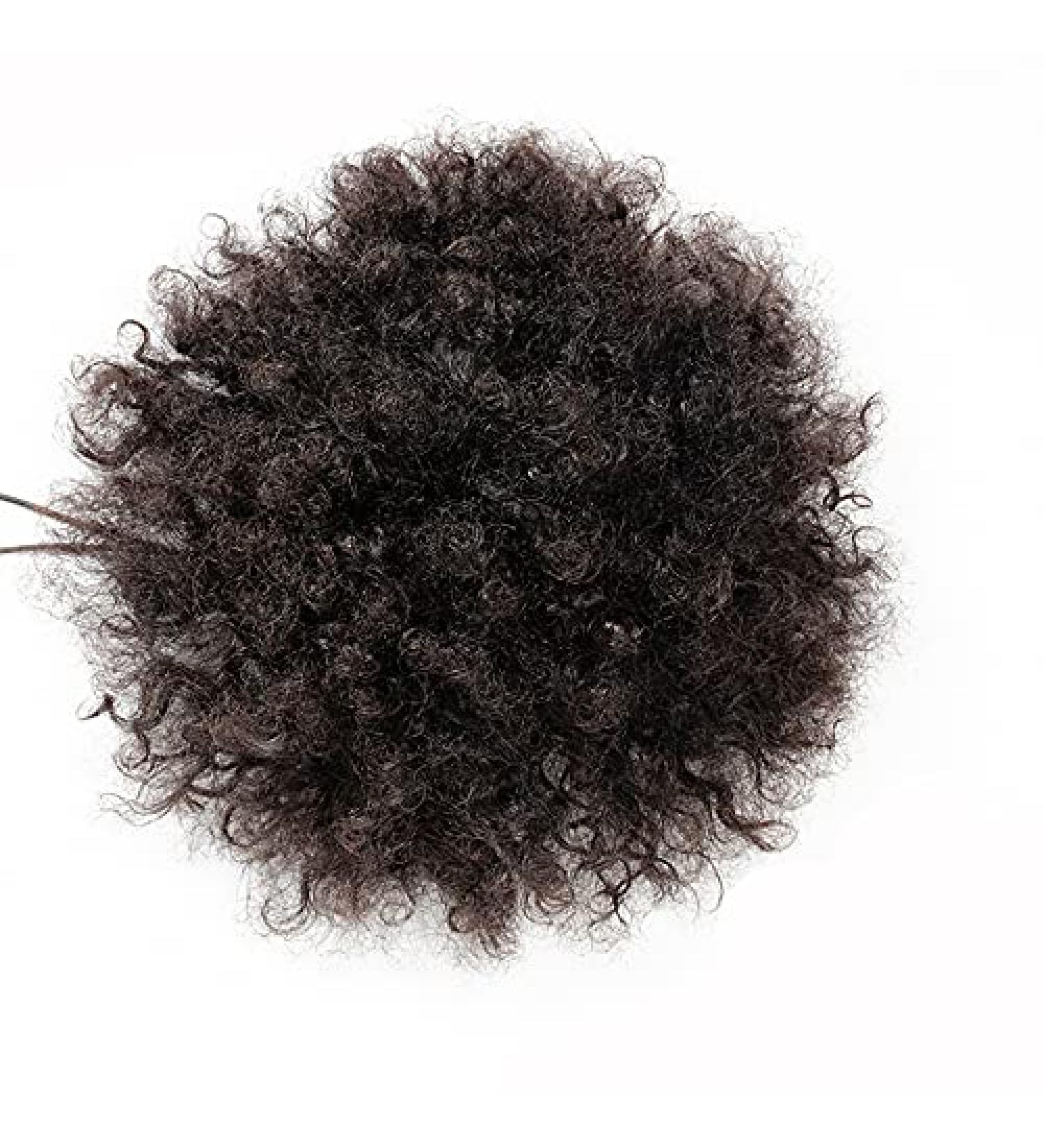 Buy 6-Inch Short Afro Puff Drawstring Ponytail - Human Hair Curly Clip-In Extensions in Natural Color - Buy Online on GoSupps.com