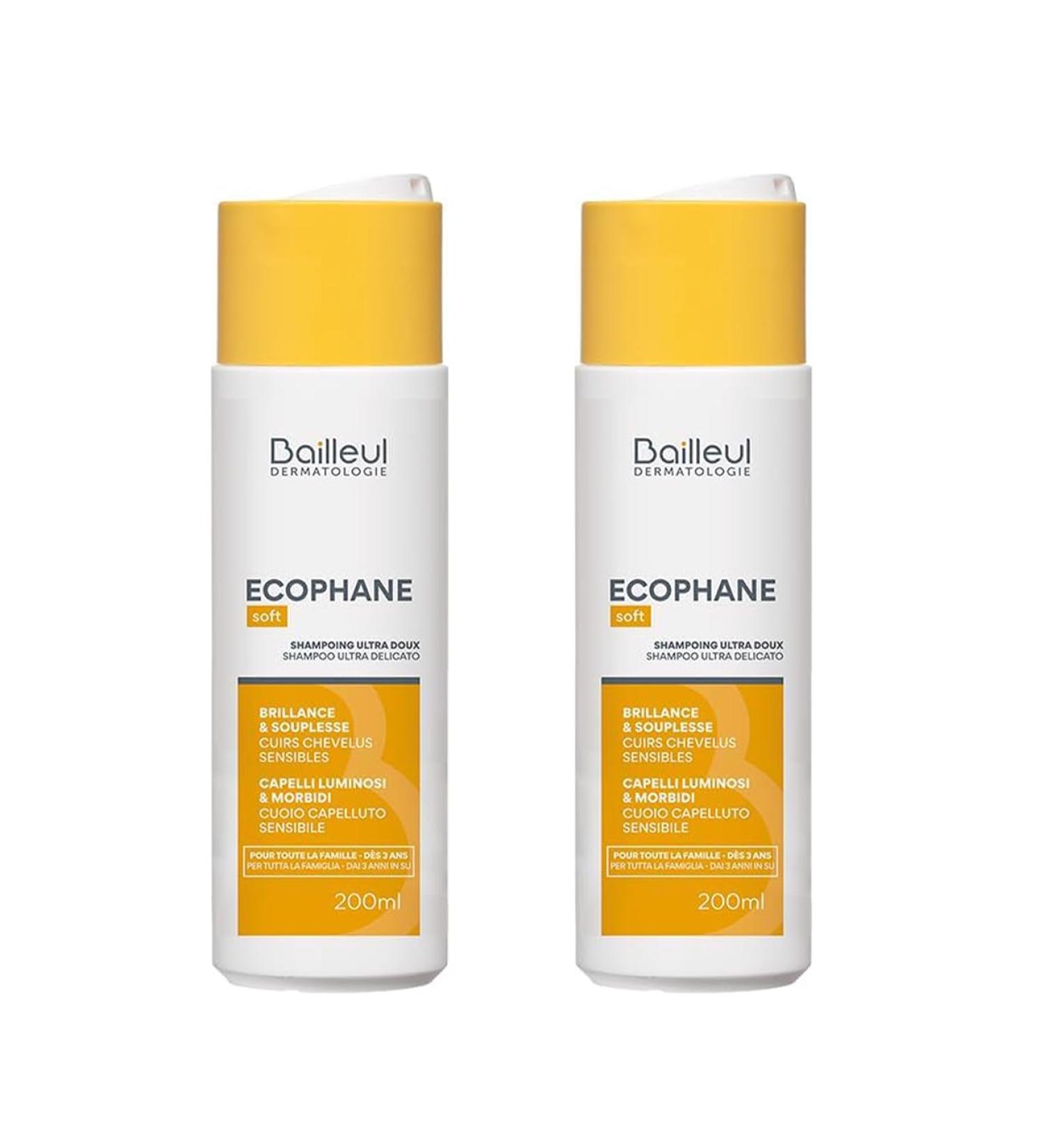 Bailleul | Ecophane Soft | Shampoing Ultra-Doux | Lot de 2 x 200 ml | Cheveux Ternes & Fragiles | Douceur Brillance & Souplesse