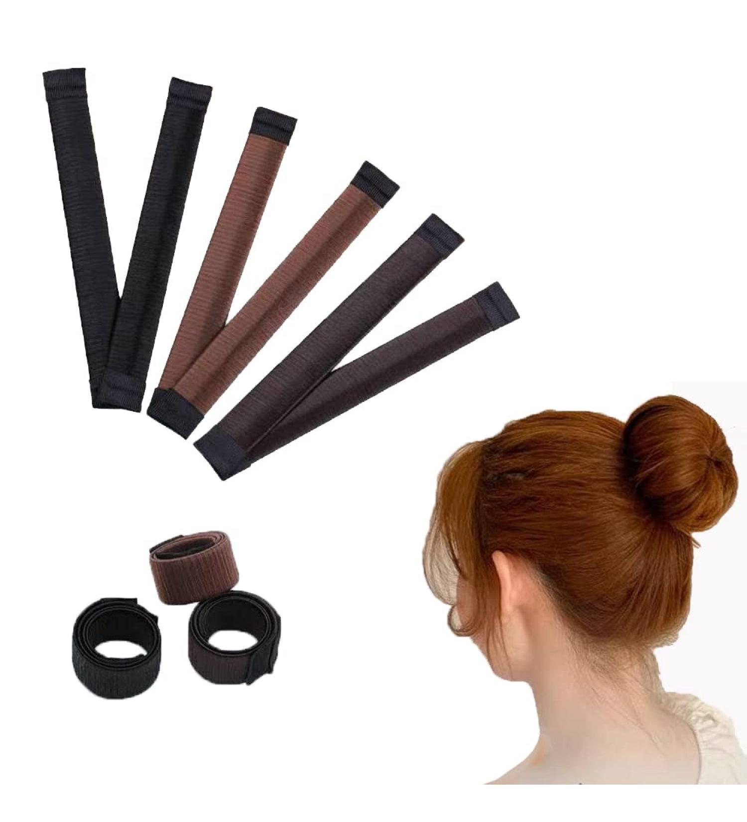 3-Piece Women's Hair Bun Maker Set - Ballerina Bun Shaper for Kids - French Donut Hair Fold Wrap Snap - (Light Brown, Brown, Black) - Buy Online on GoSupps.com