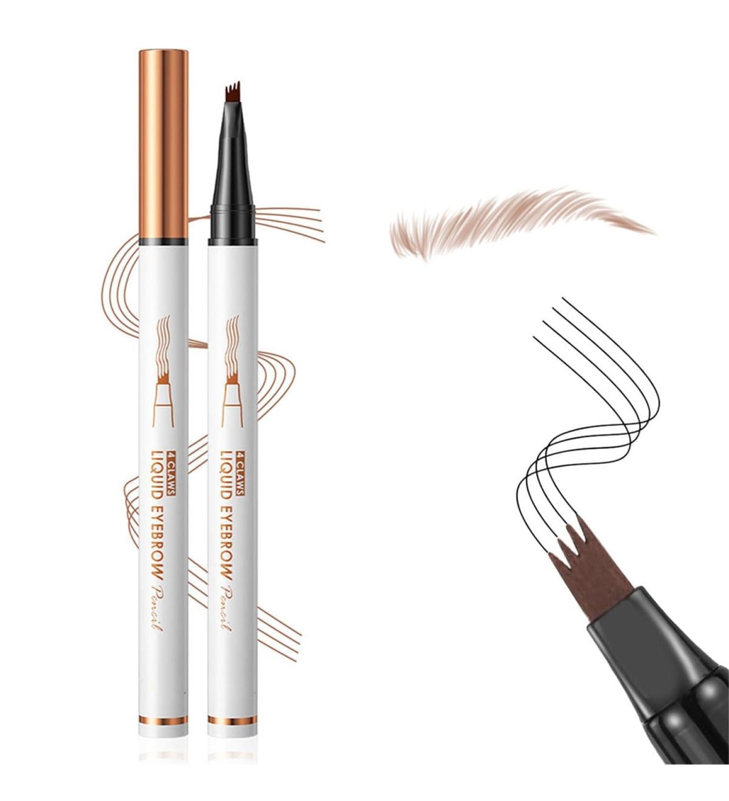 Eyebrow Pencil with 4 Fork Tip 3D Microblading Eyebrow Pencil Natural Makeup Fine Stroke Magic Eyebrow Pencil Microblading Eyebrow Pen Long-Lasting on All Day(Light brown) - Buy Online on GoSupps.com