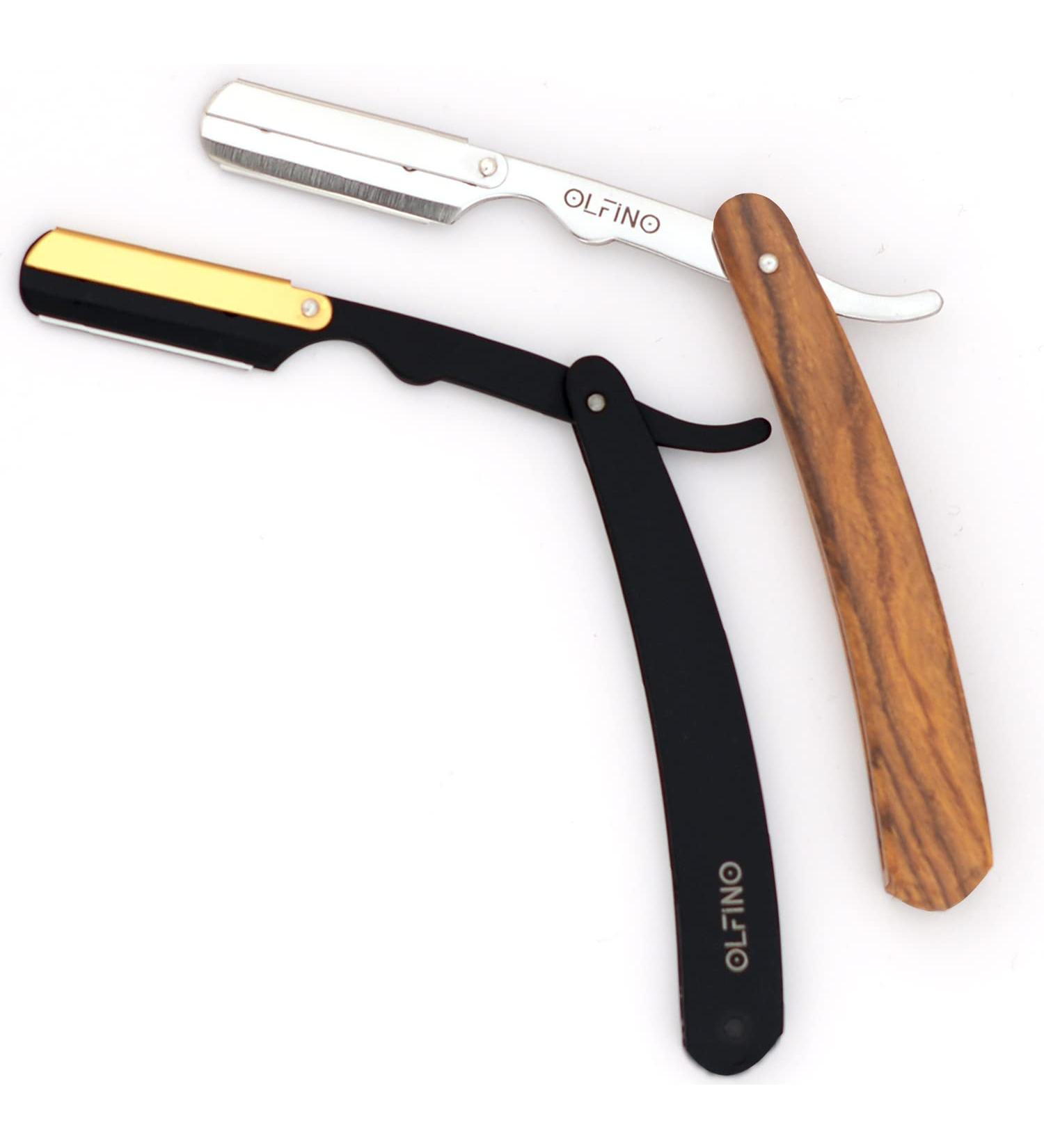 Professional Matt Black Razor with 24K Gold Accents & Bio-Wood Handle - Mustache & Beard Grooming Set - Includes 1 Black Razor + 1 Wooden Handle Razor - International Shipping Available - Buy Online on GoSupps.com