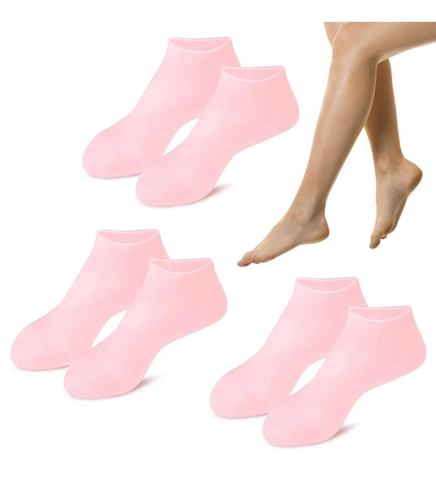 FEXPDL 3 Pairs Women Foot Spa Pedicure Silicone Socks Moisturising Socks Anti Slip Aloe Socks Silicone Socks for Women Spa Gel Socks Foot Spa Gel Silicone Socks for Women Moisturising Feet (Pink) - Buy Online on GoSupps.com
