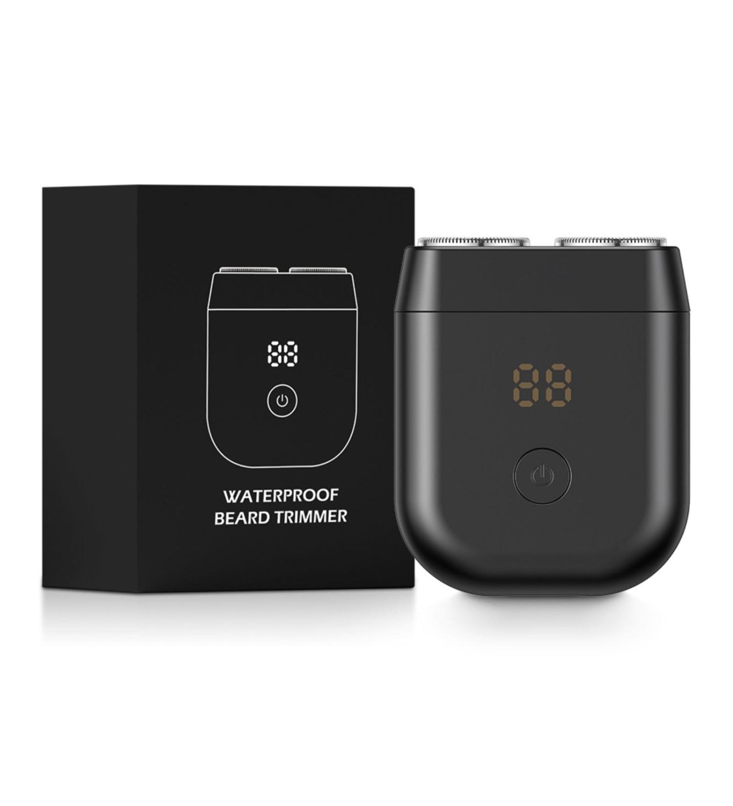 Electric Travel Razor for Men - Mini Waterproof Rotary Shaver Cordless USB-C Charging Pocket Size Beard Trimmer - Close Shave in Black - Buy Online on GoSupps.com