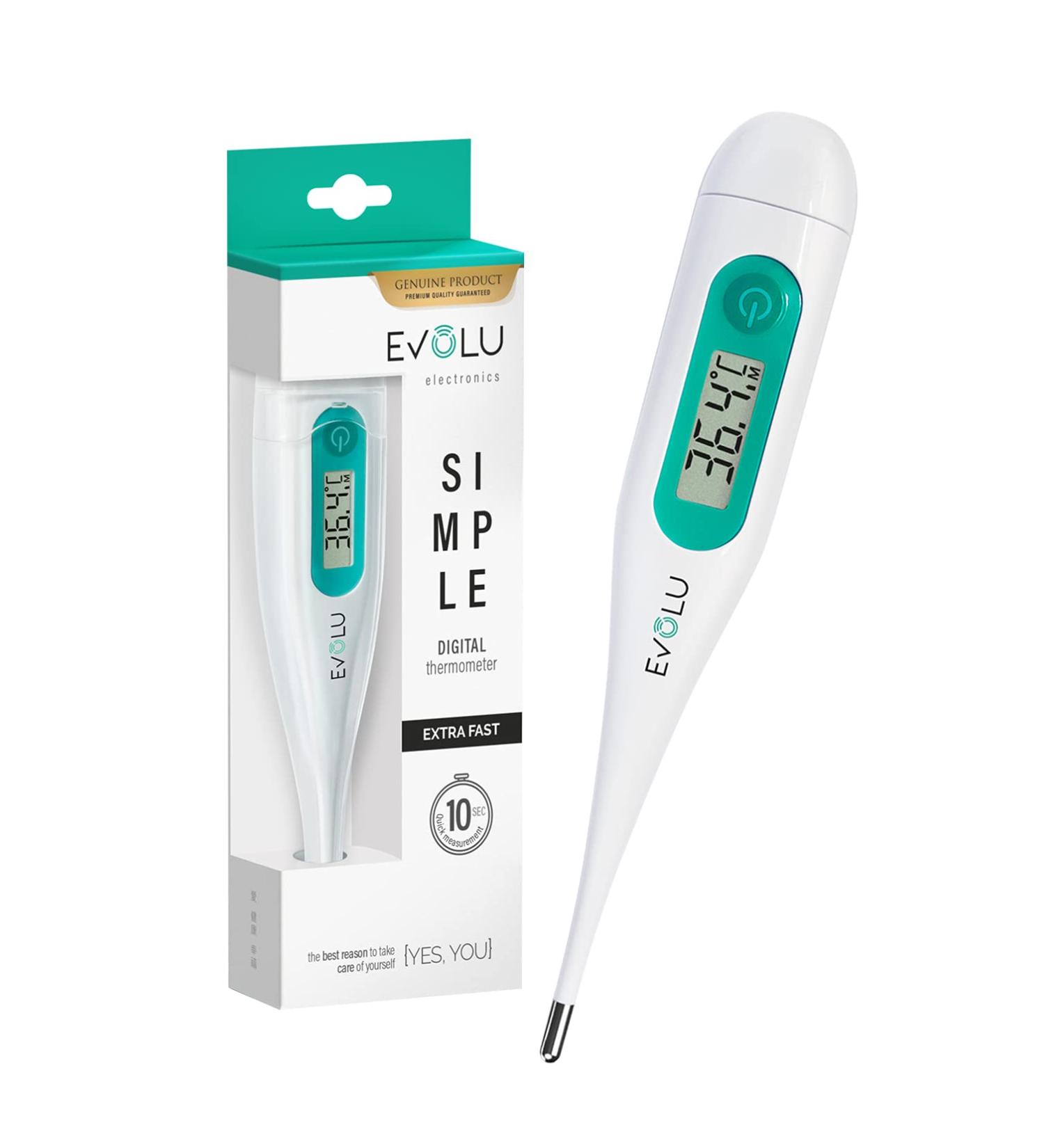 Evolu Waterproof Digital Thermometer - Fast 10-Second Temperature Measurement for Babies Children & Adults | High Precision 0.1 C | Easy-to-Read Display & Storage Box - Buy Online on GoSupps.com
