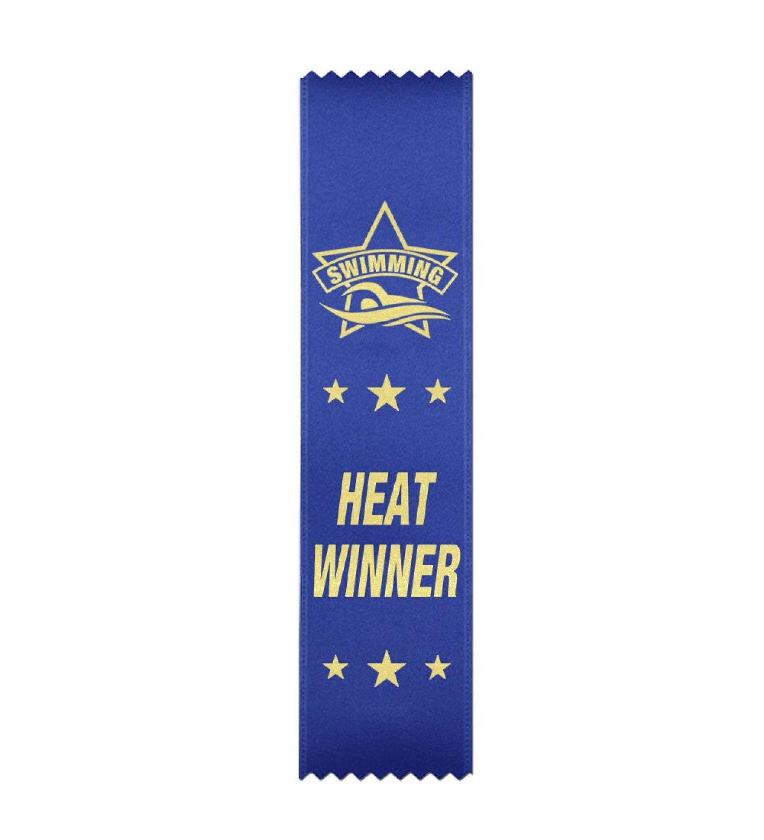 RibbonsNow Swimming Heat Winner (Blue)  50 Economical Flat Style Ribbons (No Card & String)