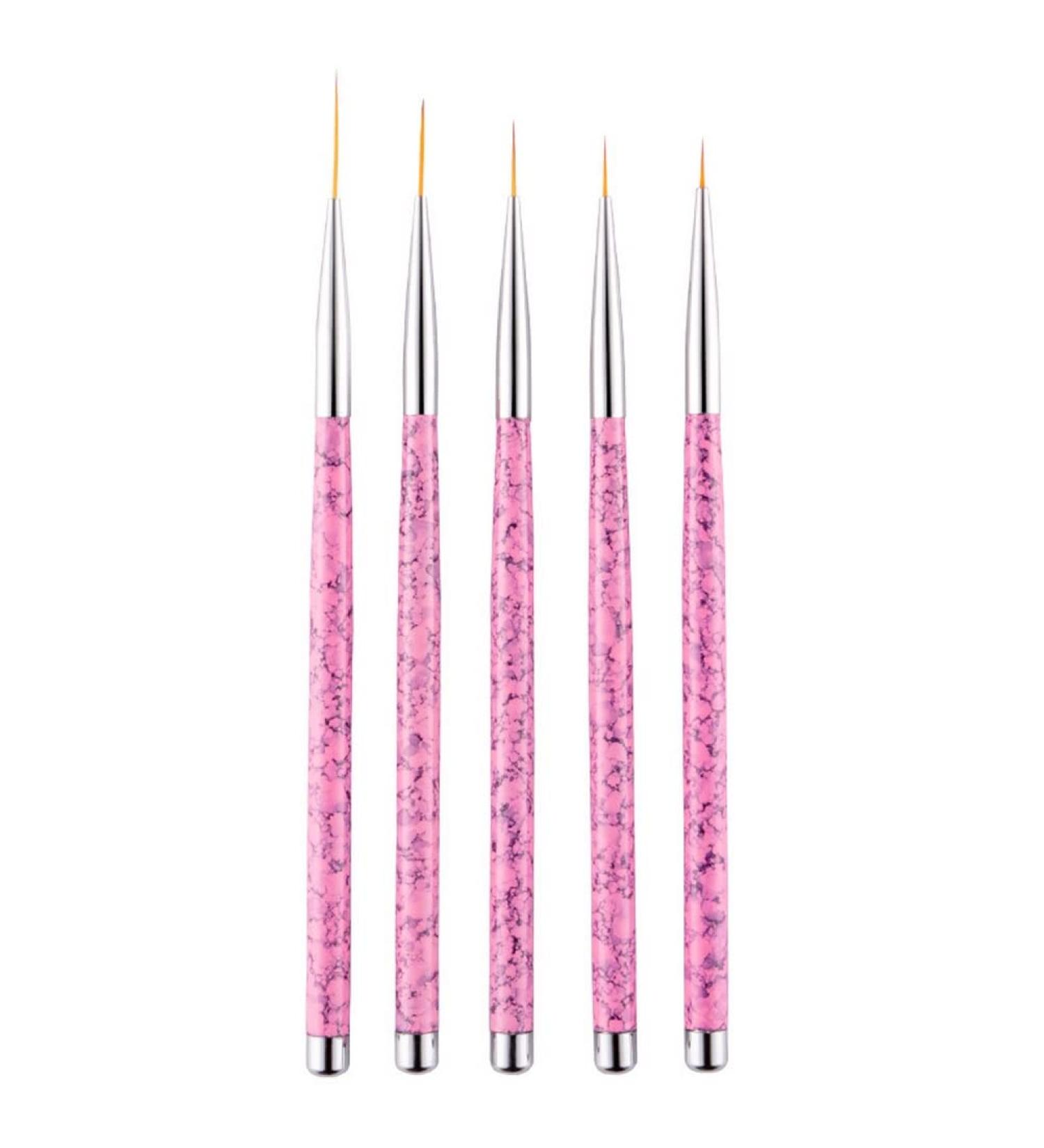 5-Piece Nail Art Brush Set - Professional Thin Gel Brushes for Intricate Nail Designs - DIY Glitter Gel Brush (Pink) - Buy Online on GoSupps.com