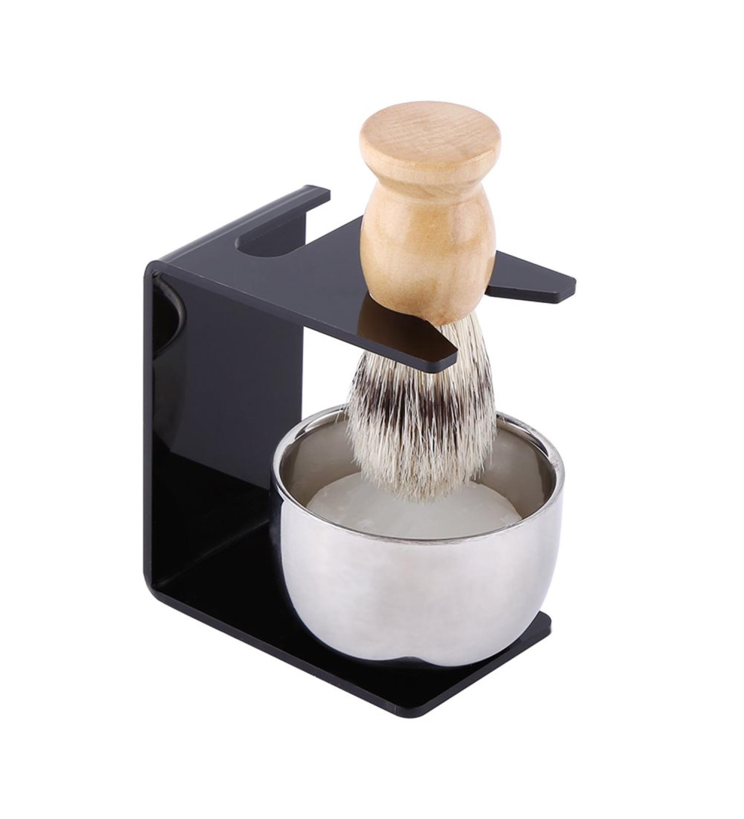 Wallfire Men's Shaving Brush Stand with Nylon Bristles & Stainless Steel Bowl | Premium Shaving Tool for Men - Buy Online on GoSupps.com