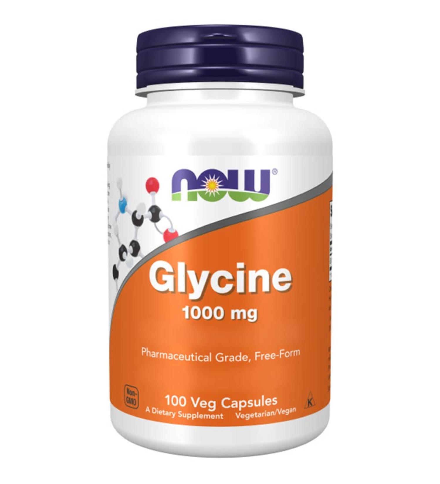 Now Foods Glycine 1000mg - 100 Vegan Capsules | Laboratory Tested Gluten-Free Non-GMO Amino Acid - Buy Online on GoSupps.com