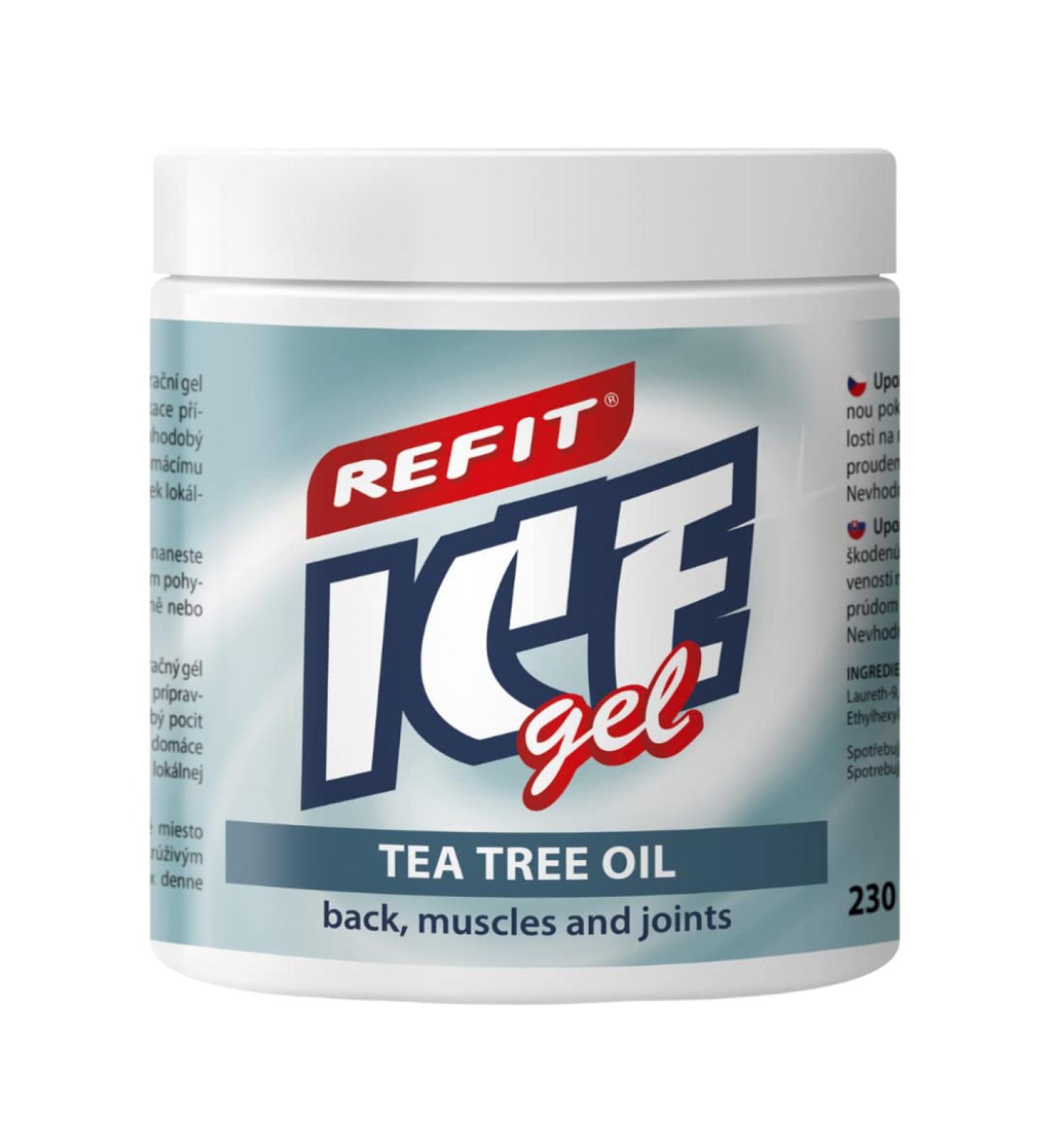 Refit Ice Gel Tea Oil 230ml - Extra Pain Relief Gel with Menthol Eucalyptus & Tea Tree Oil | Cooling Massage Gel for Post-Workout Recovery - Buy Online on GoSupps.com
