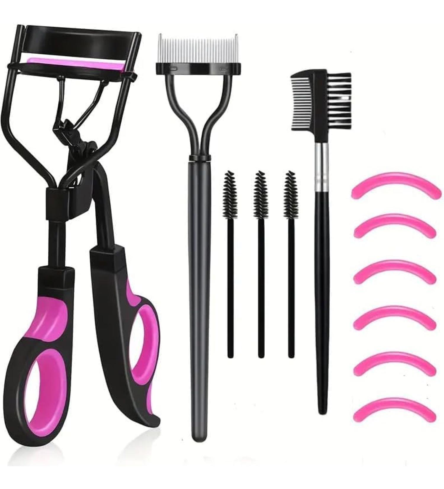 Eyelash Curlers & Eyebrow Brush Kit - Includes Comb 3 Mascara Brushes 6 Silicone Refill Pads | Perfect for Women - Shop Now - Buy Online on GoSupps.com