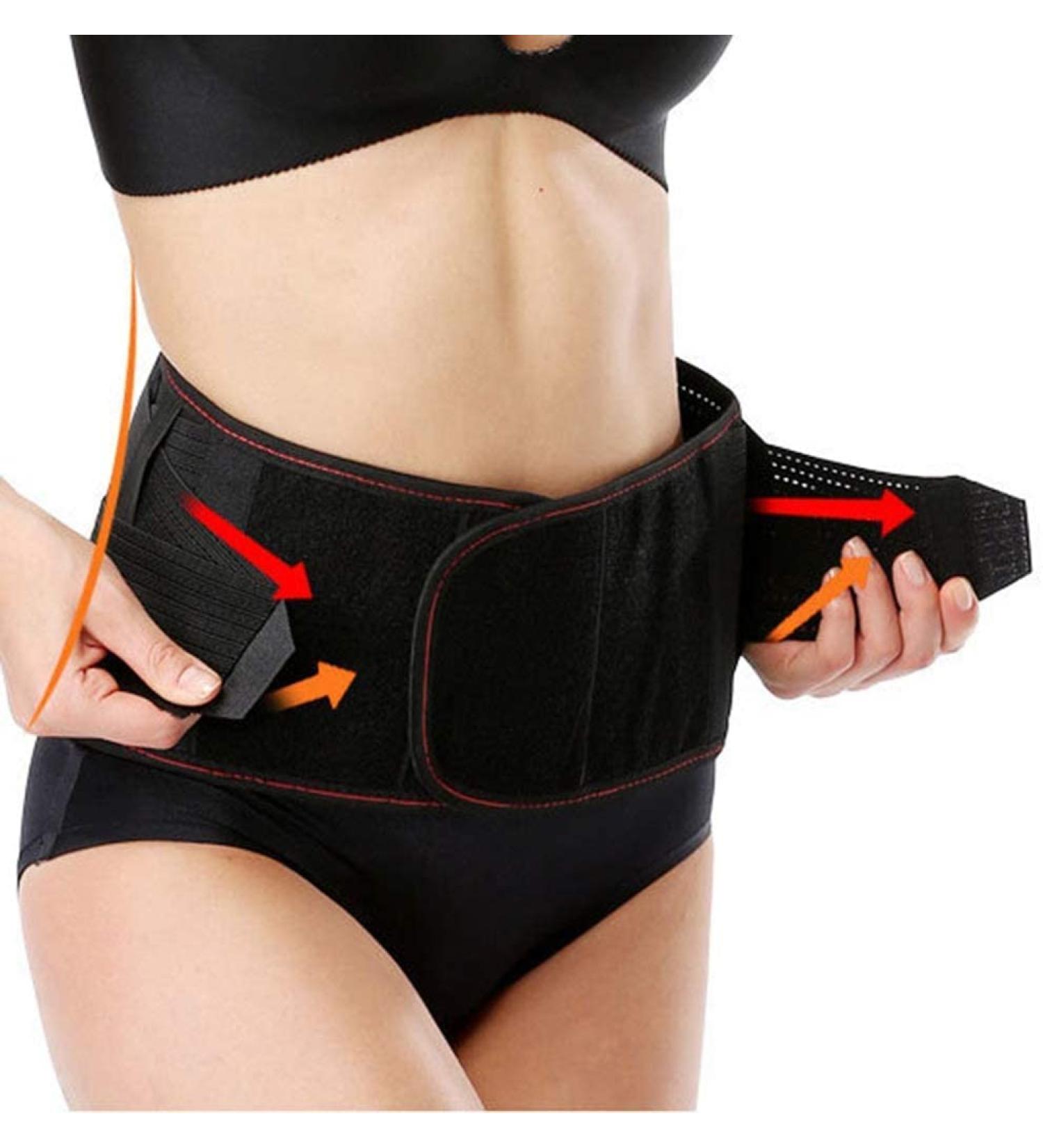 Double Adjustable Lumbar Support Belt with Self-Heating Steel Plate for Pain Relief & Injury Prevention | SC Black M - Buy Online on GoSupps.com
