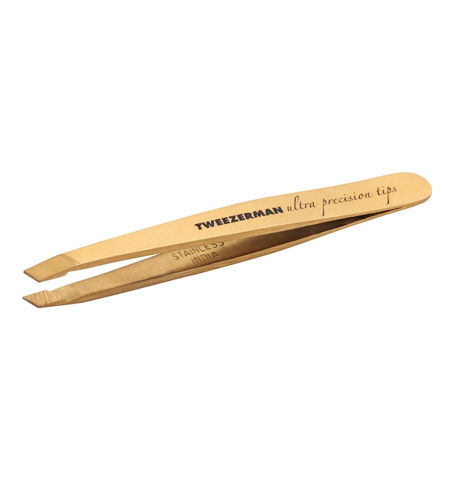 TWEEZERMAN Mini Tweezers - Hand-Filed Beveled Tip for Precise Eyebrow Plucking - Gold | International Shipping Available - Buy Online on GoSupps.com