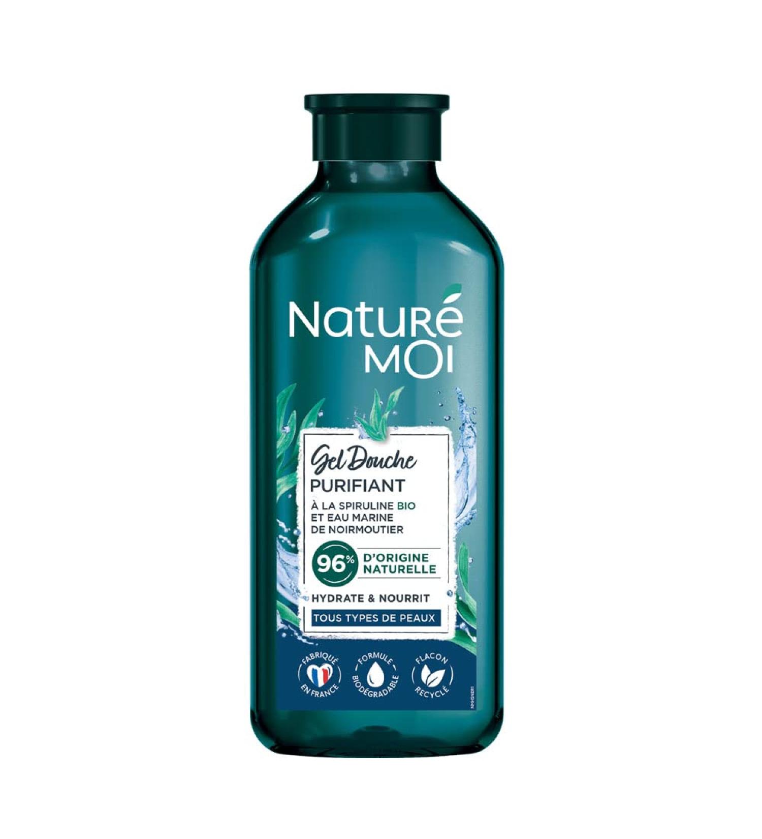 Biopha Laboratory Natur Moi Cleansing shower gel with organic spirulina and marine water from Noirmoutier hydrates and cares for normal and dry skin 250 ml produced in France - Buy Online on GoSupps.com