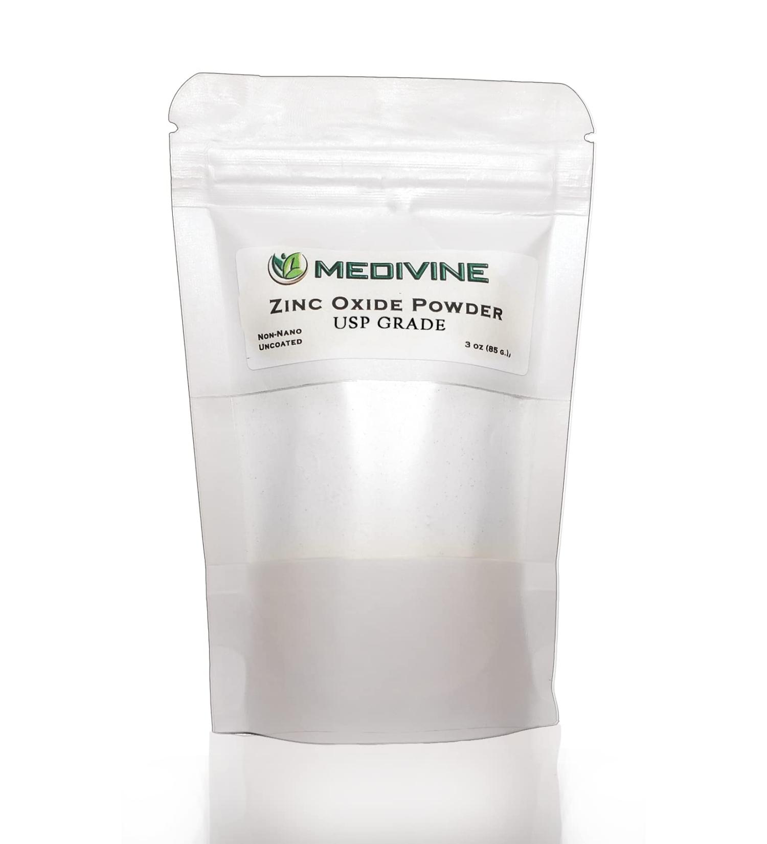 Medivine Zinc Oxide Powder Non-Nano USP Grade 3 oz (85g) - Buy Online on GoSupps.com
