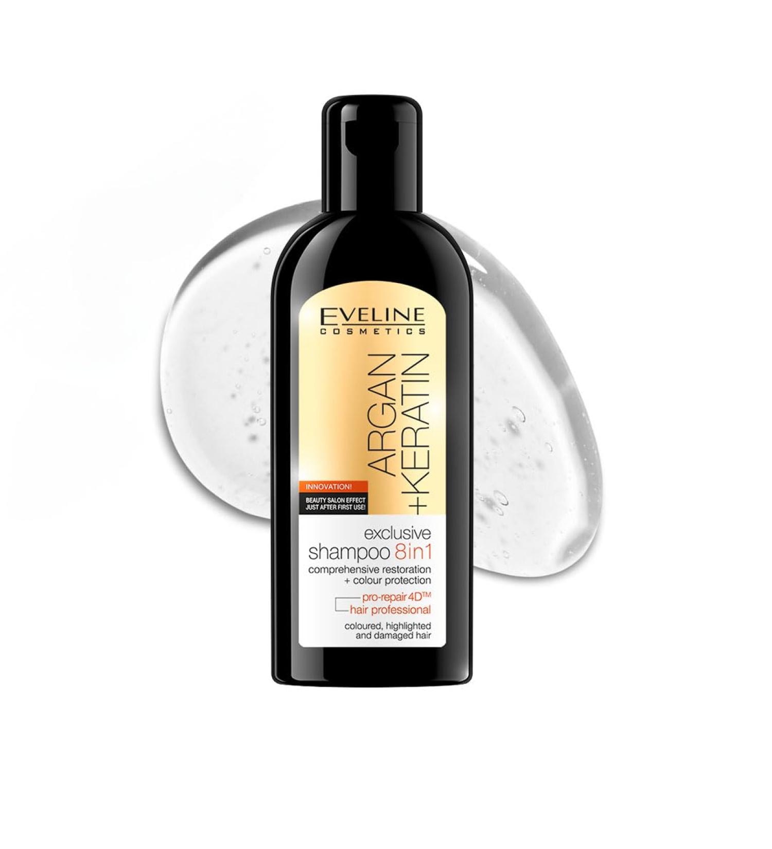 Eveline Cosmetics Argan + Keratin 8-in-1 Shampoo - Nourishing Hair Care | 5.07 fl oz/150 ml - Buy Internationally - Buy Online on GoSupps.com