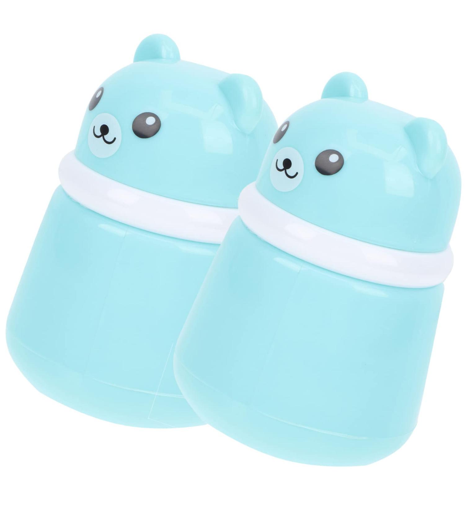 SUPVOX 2Pcs Cartoon Bear Baby Powder Bottles with Talcum Body Powder Case and Makeup Sponge - Bath Sponge Set - Buy Online on GoSupps.com